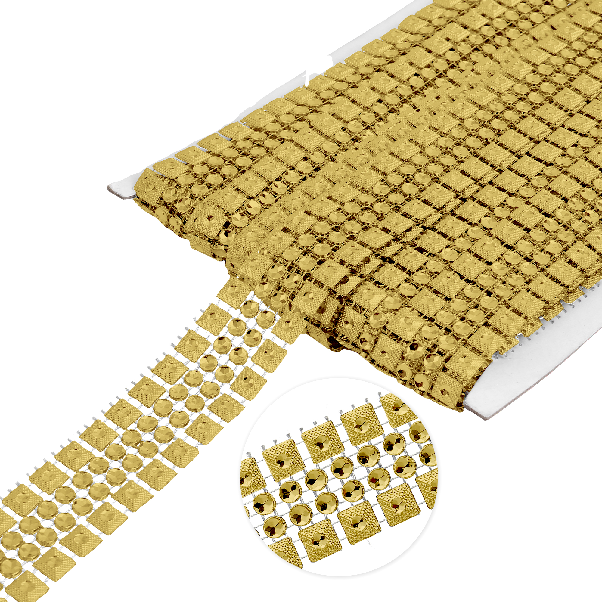 30mm Square and Bead Trimming 10yds - Gold