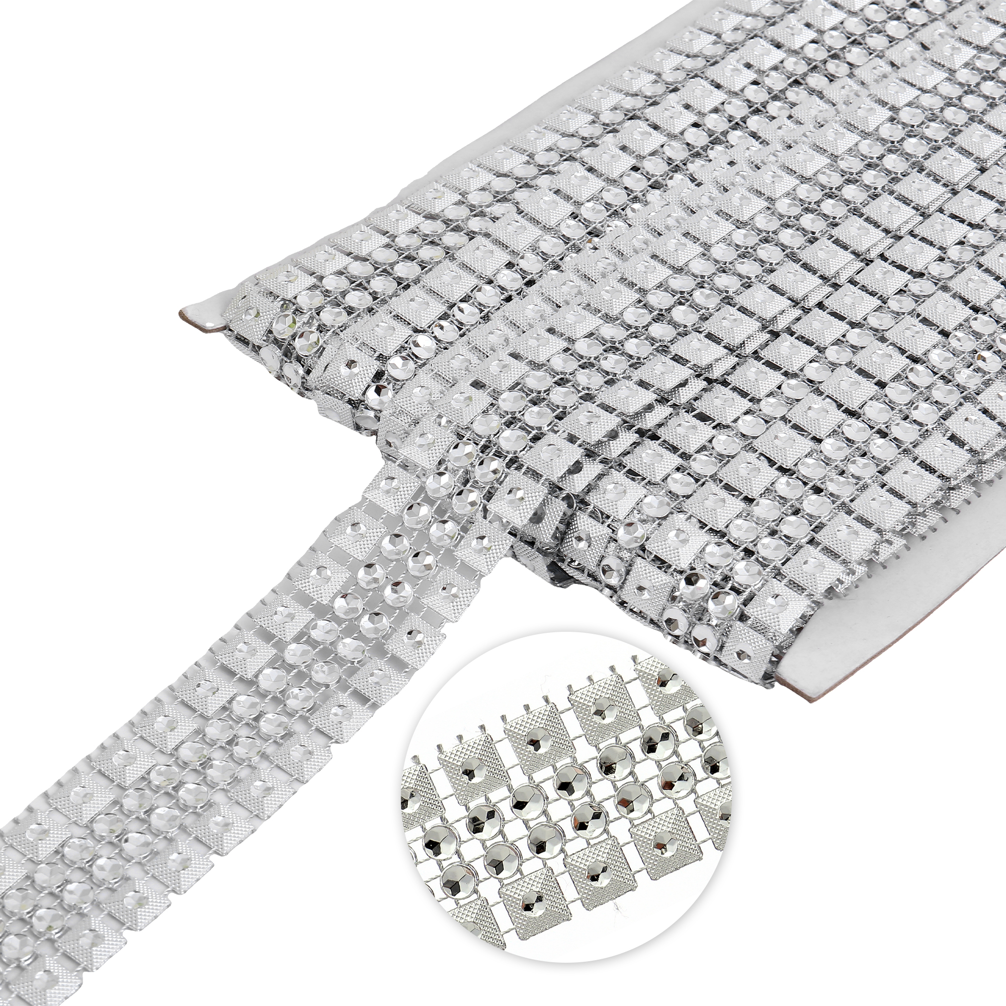 30mm Square and Bead Trimming 10yds - Silver