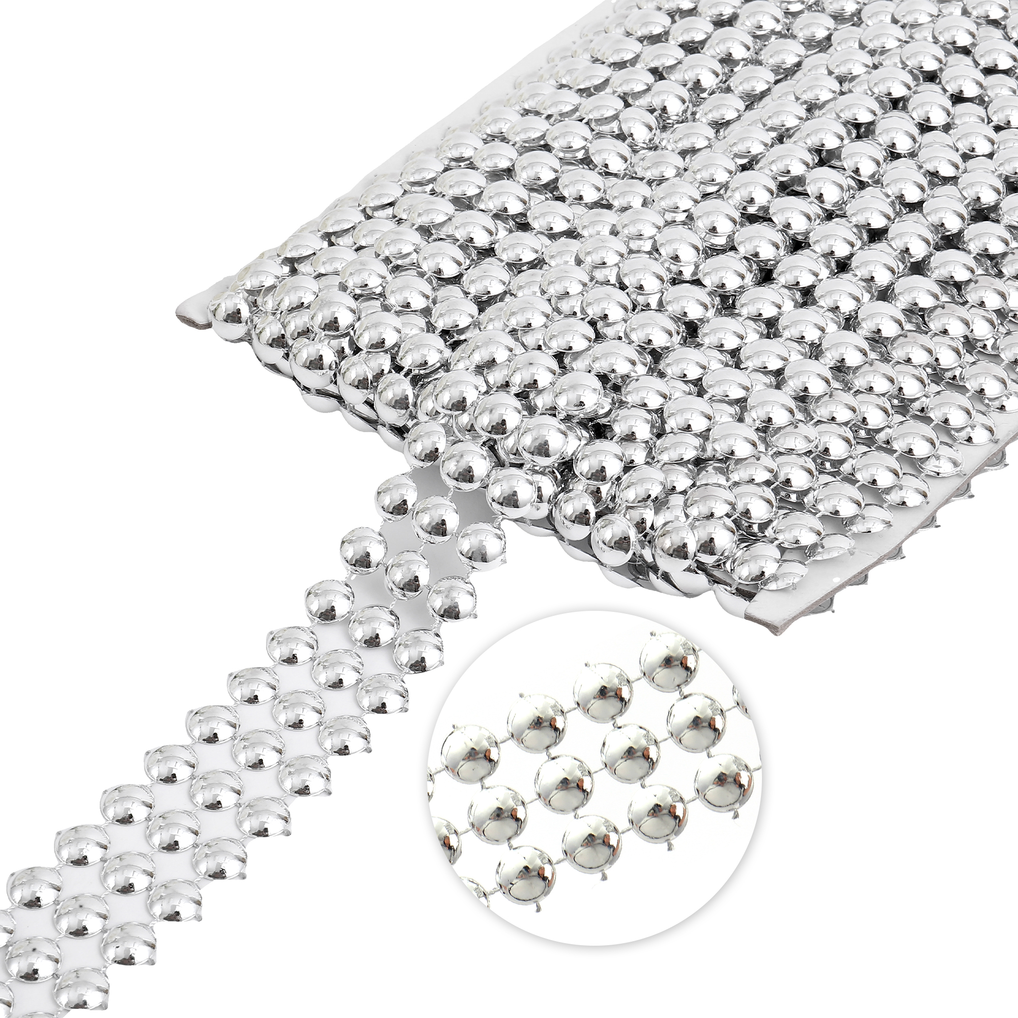 28mm 3roll Bead Trimming 10yds - Silver