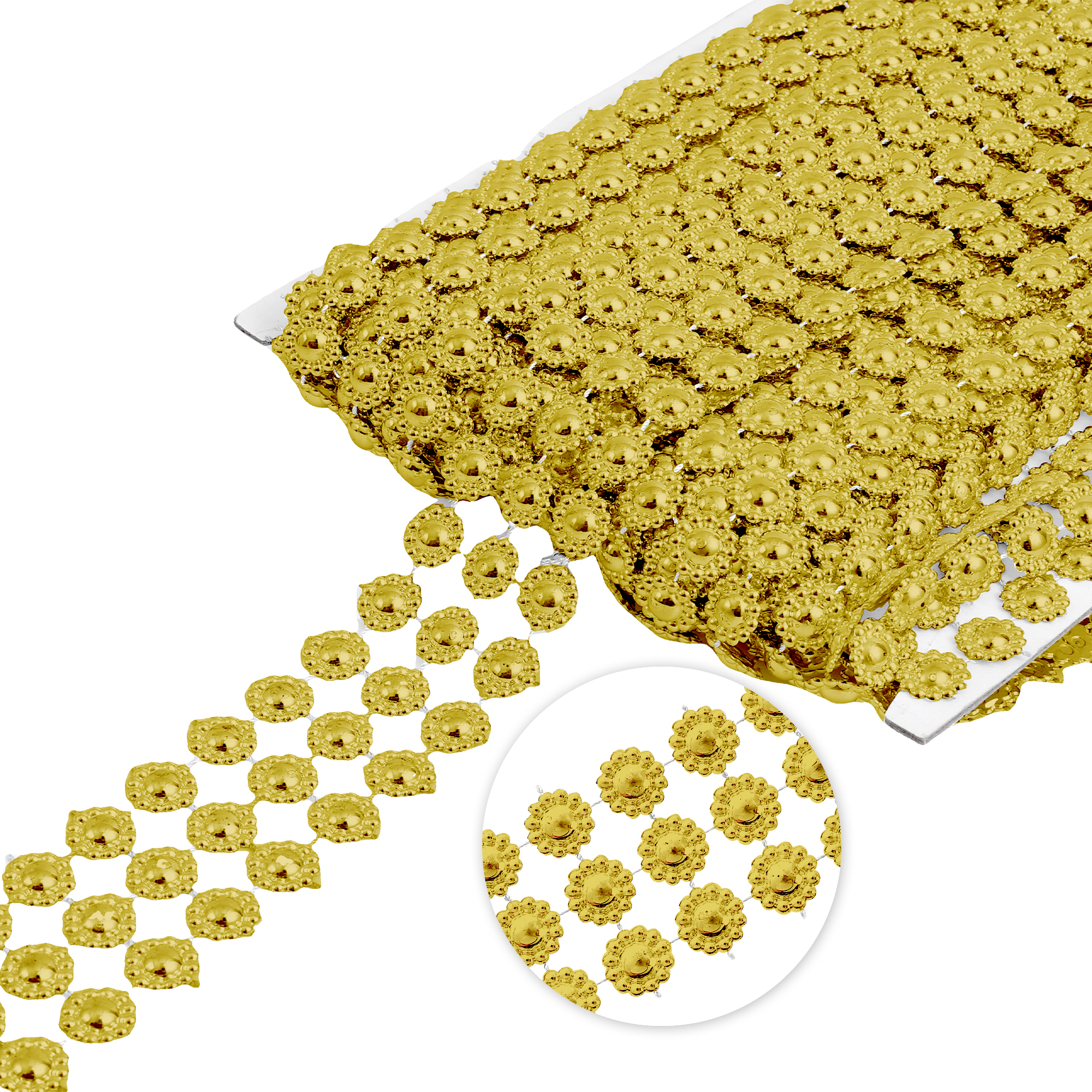 34mm 3roll Flower Trimming 10yds - Gold