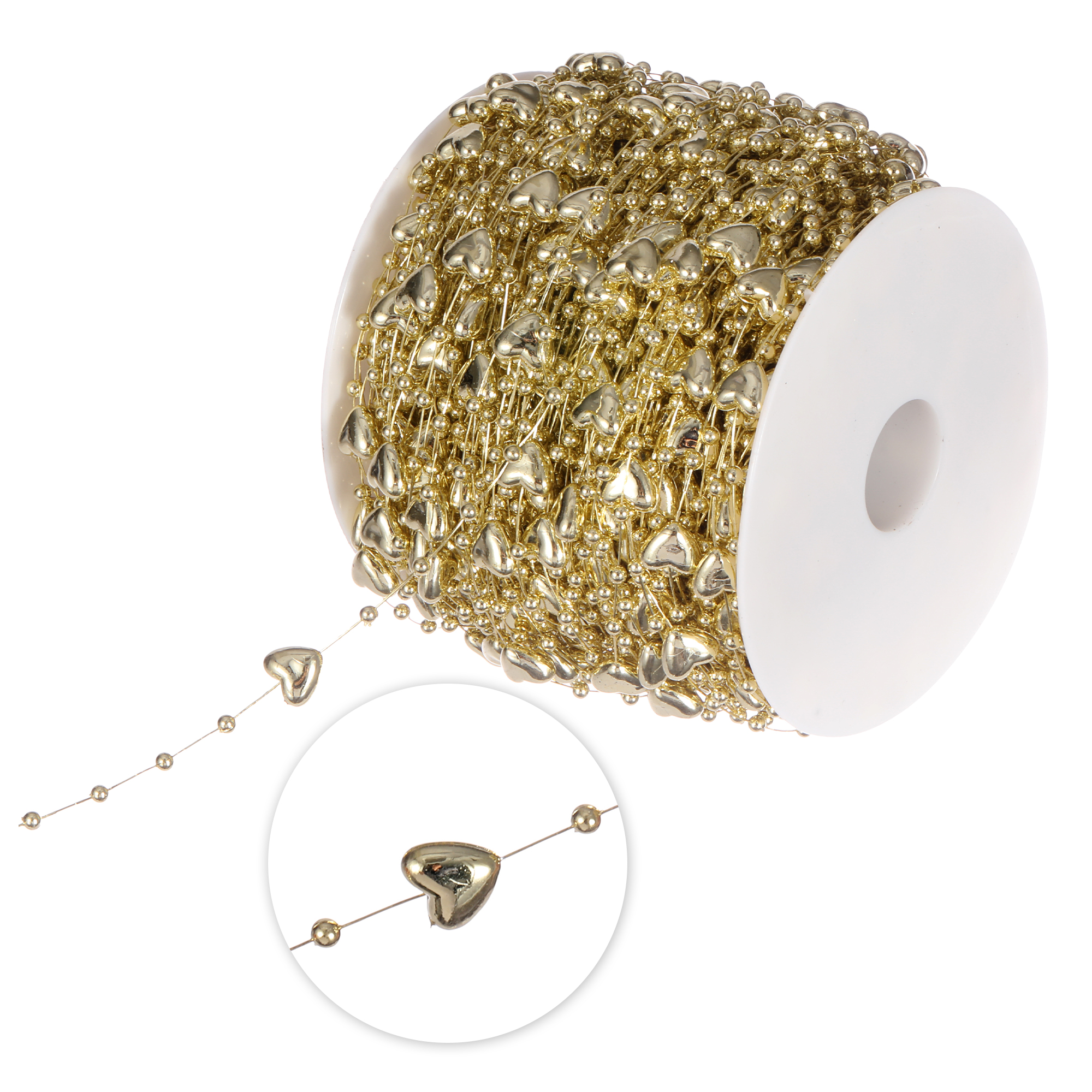 8mm Heart and Bead Trimming 66yds - Gold