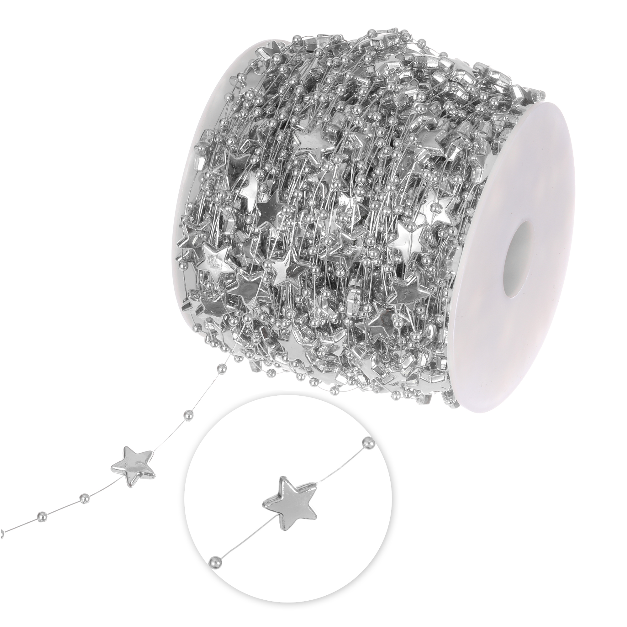 13mm Star and Bead Trimming 66yds - Silver