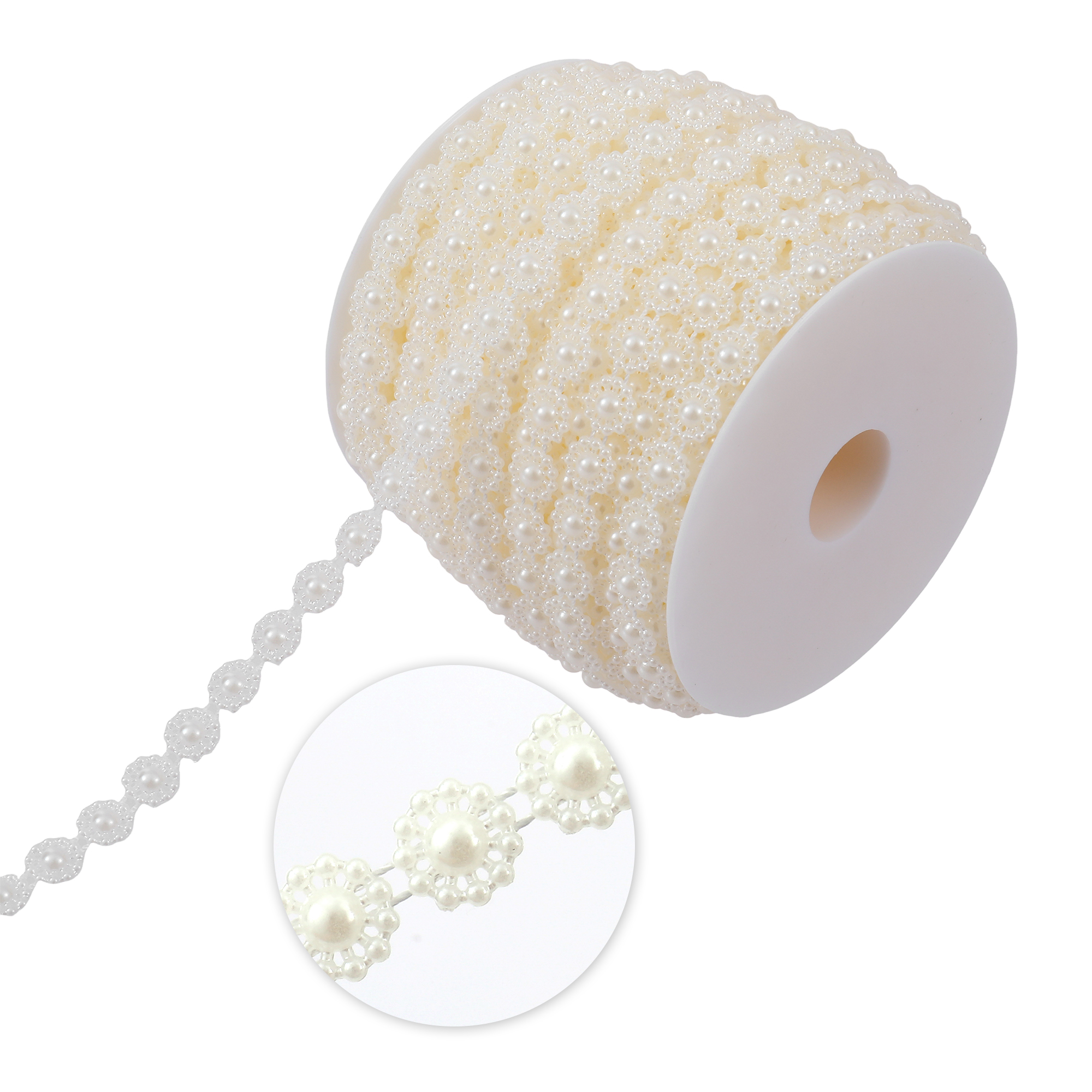 10mm Pearl Flower Trimming 22yds - Ivory
