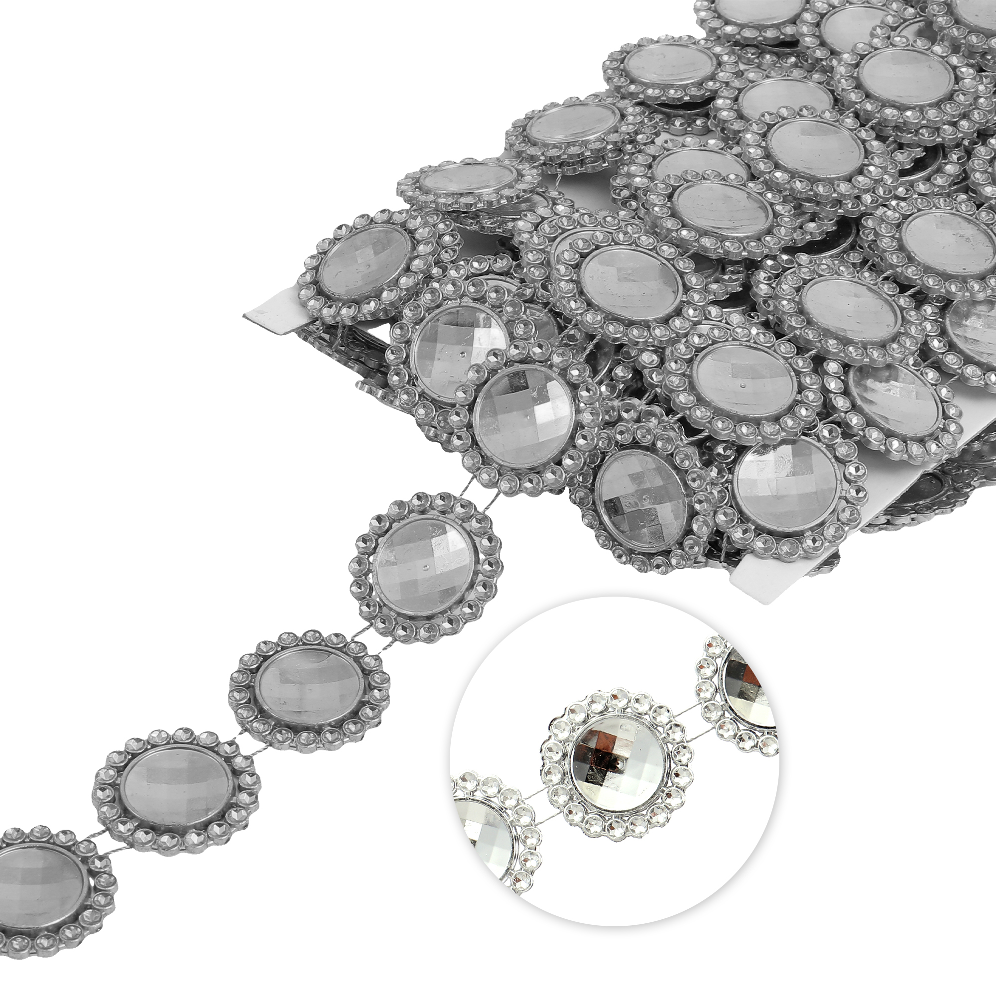 26mm Flower Trimming 10yds - Silver