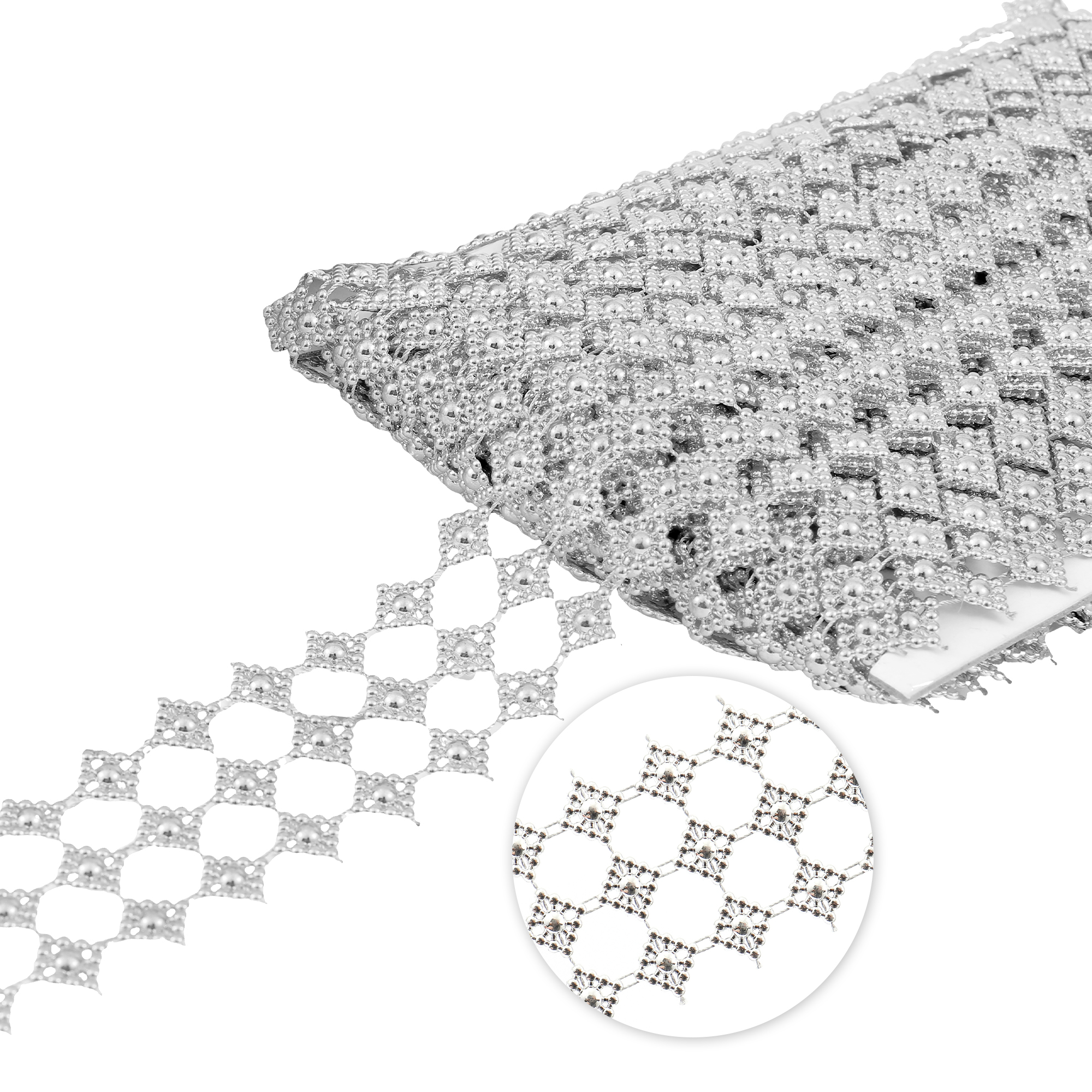 13mm 3 Roll Square Trimming 10yds - Silver