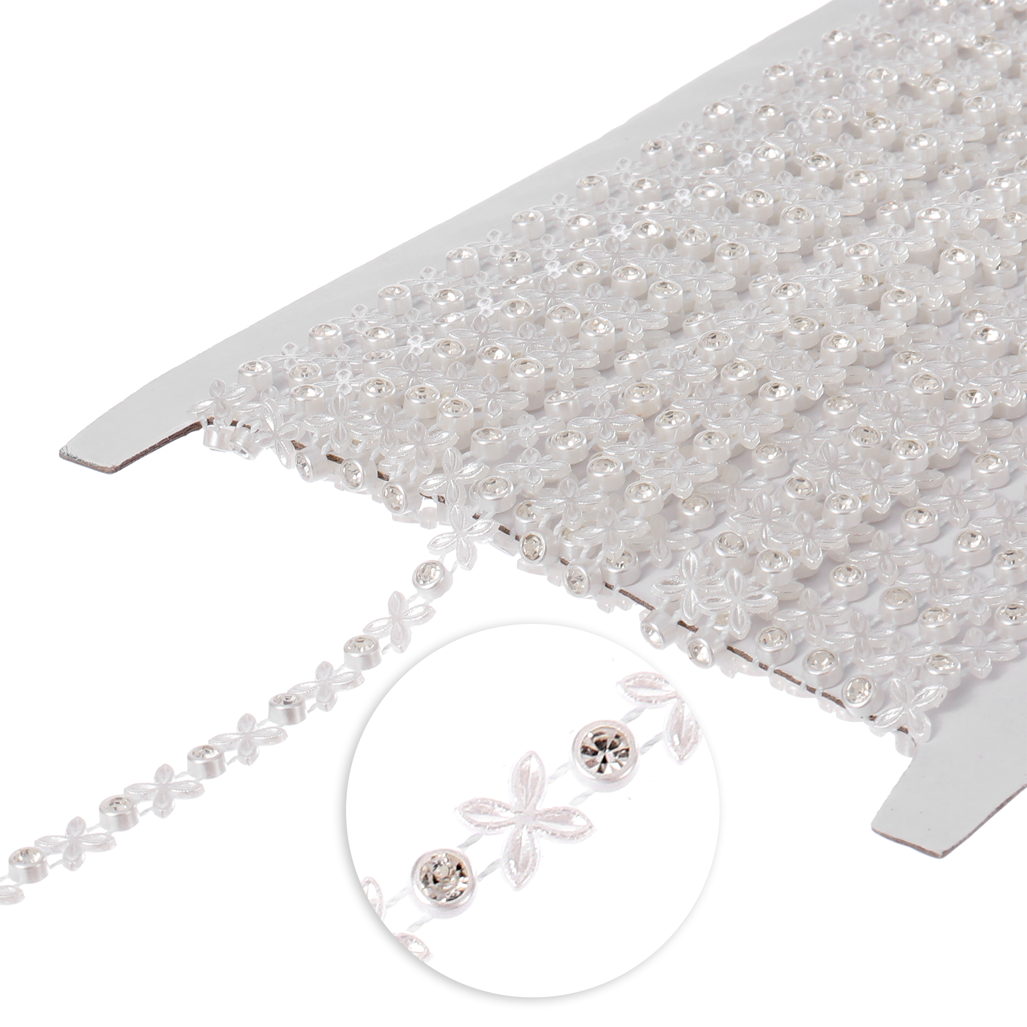 6mm Flower with Rhinestone Trimming 5yds