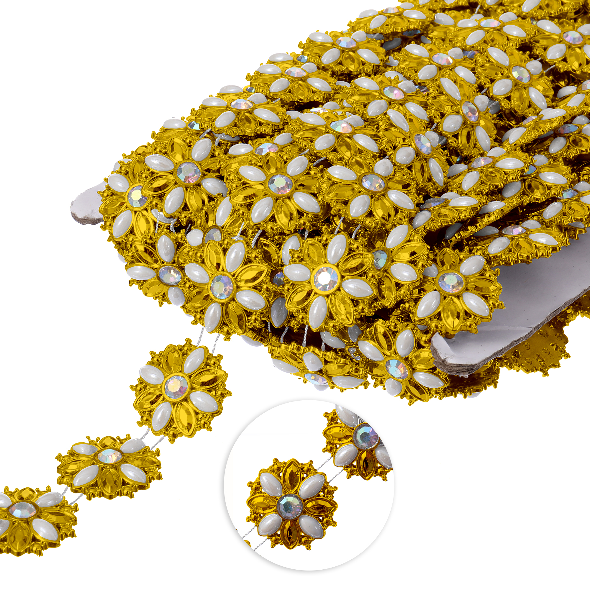 25mm Flower Trimming 2yds - Gold