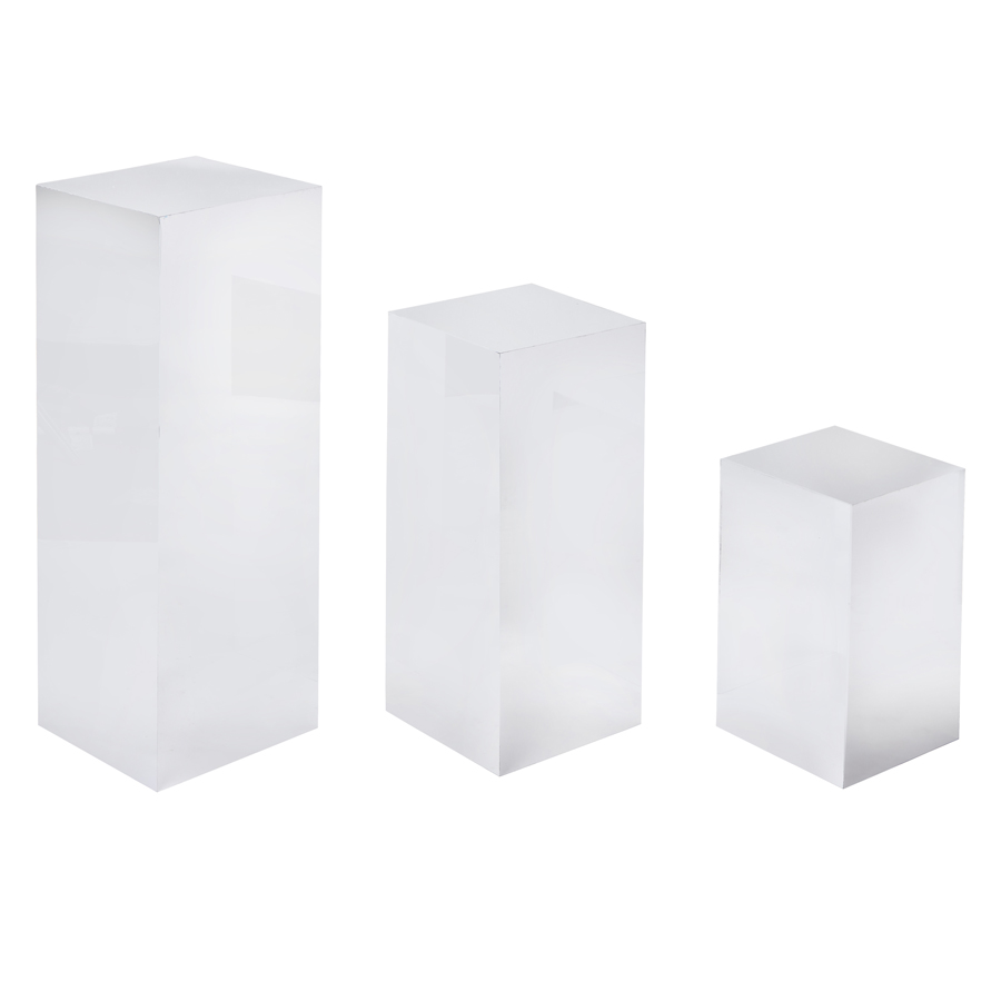 Silver Mirror Finish Acrylic Pedestal Risers 3pc/set