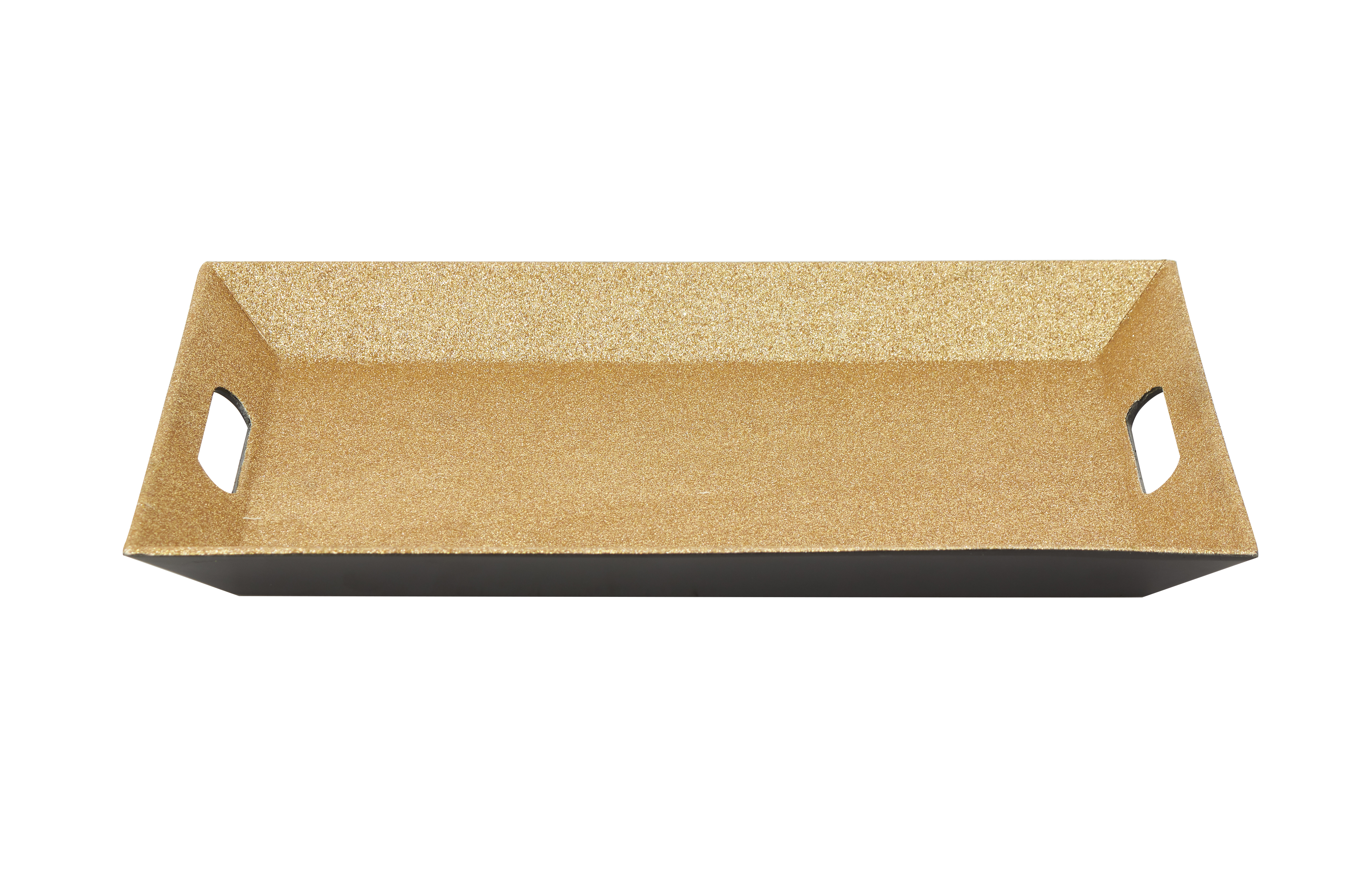 Glitter Rectangle Plastic Tray 15¾" - Gold