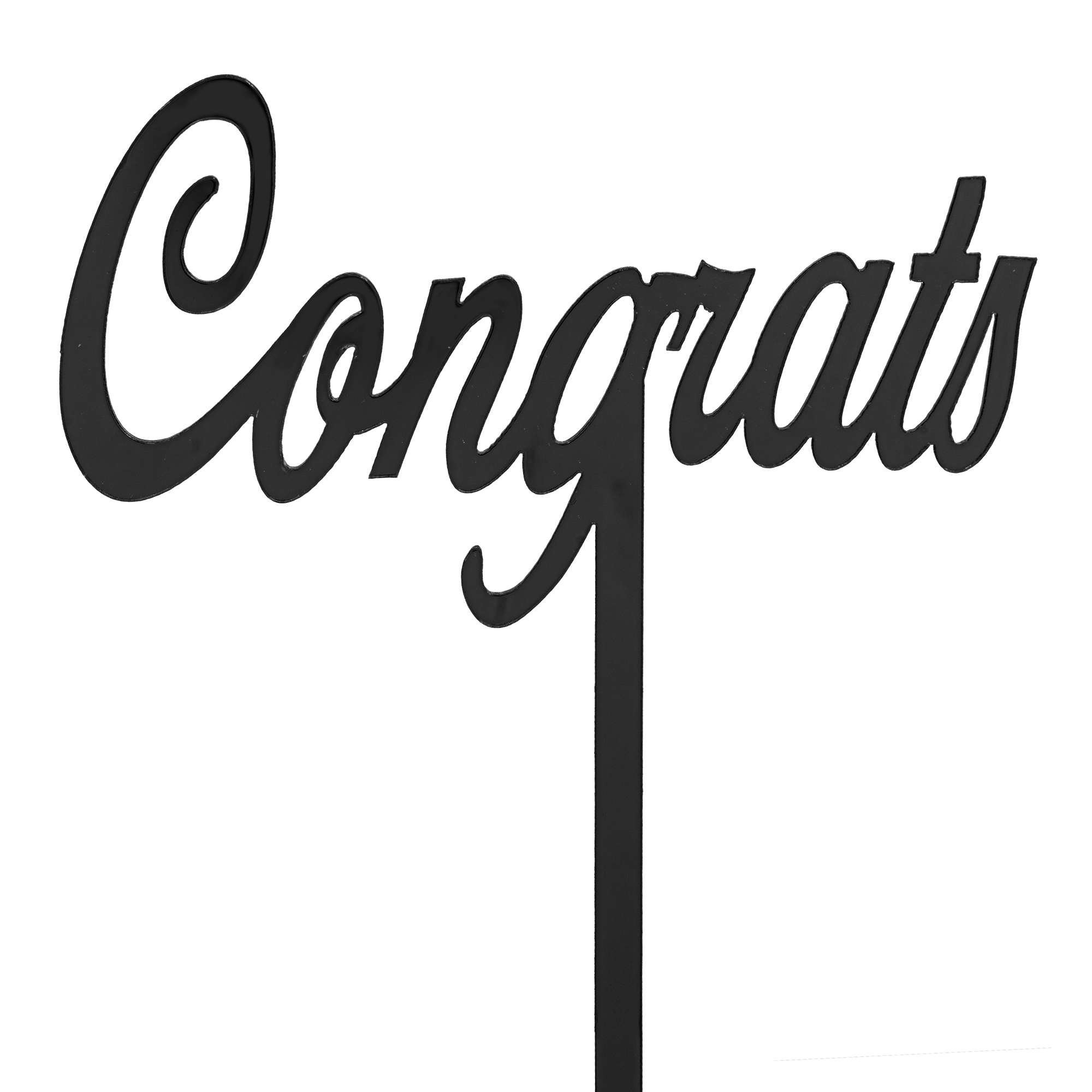 Acrylic Mirrored Cake Topper 4¼” "CONGRATS" - Black