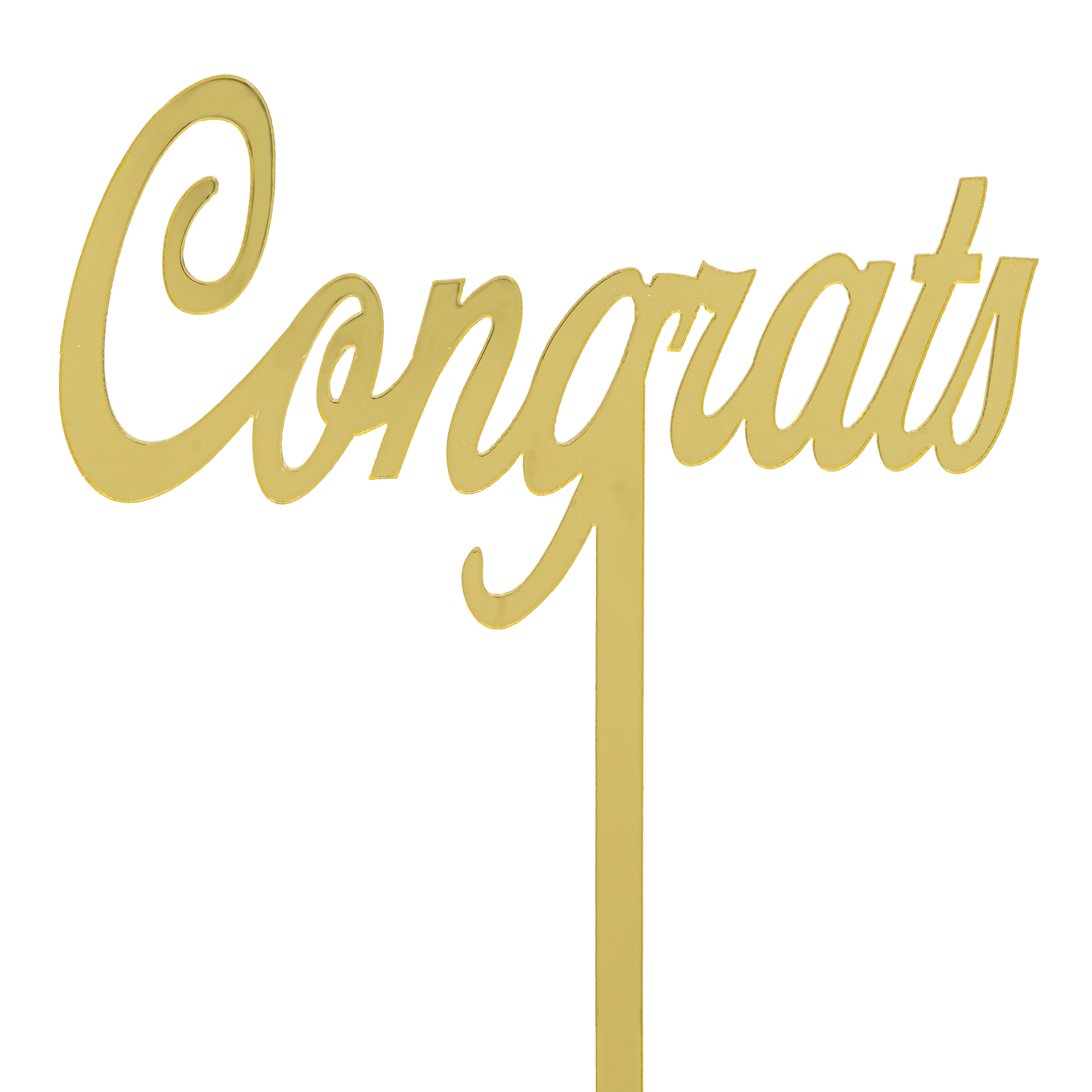 Acrylic Mirrored Cake Topper 4¼” "CONGRATS" - Gold