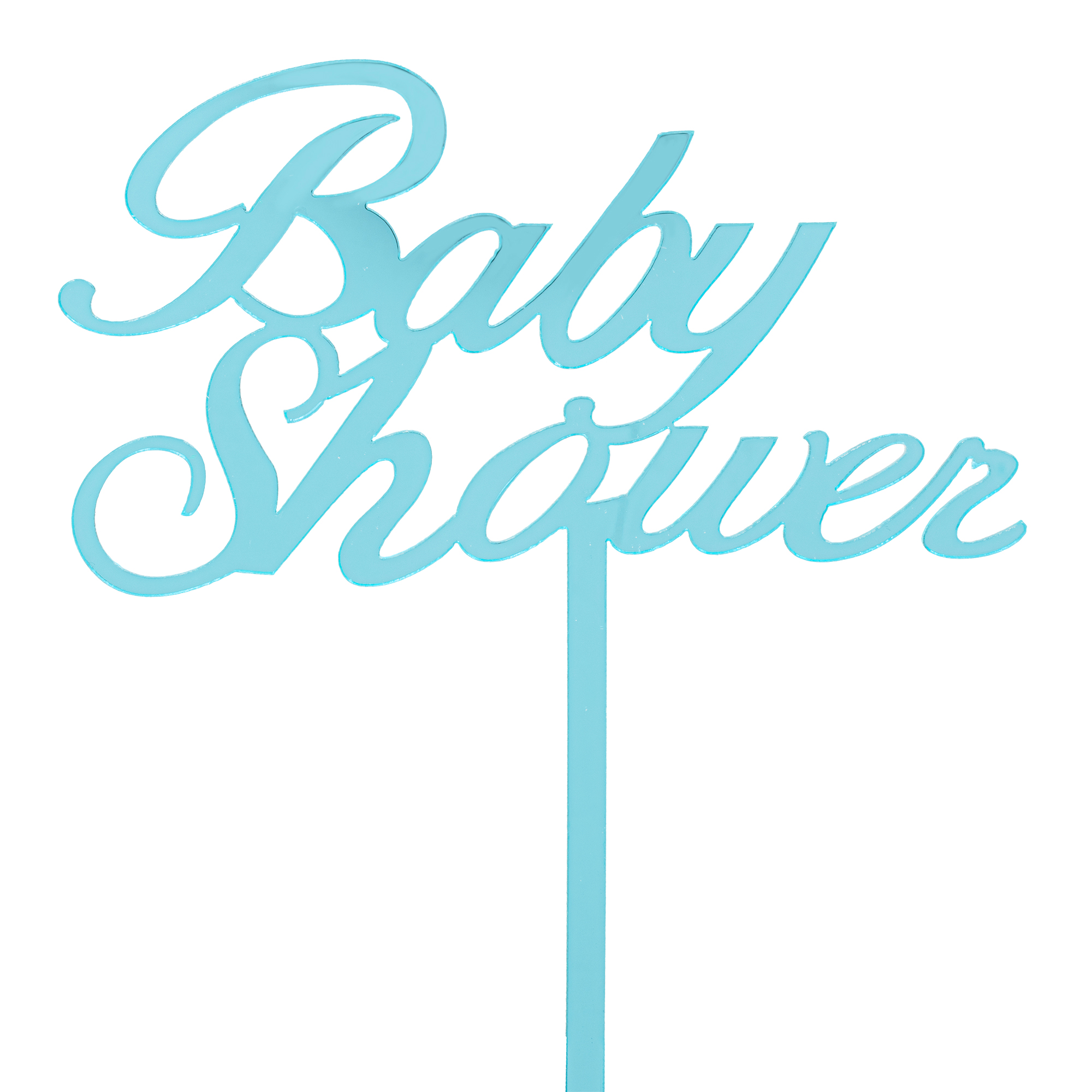 Acrylic Mirrored Cake Topper 5¾” "BABY SHOWER" - Blue