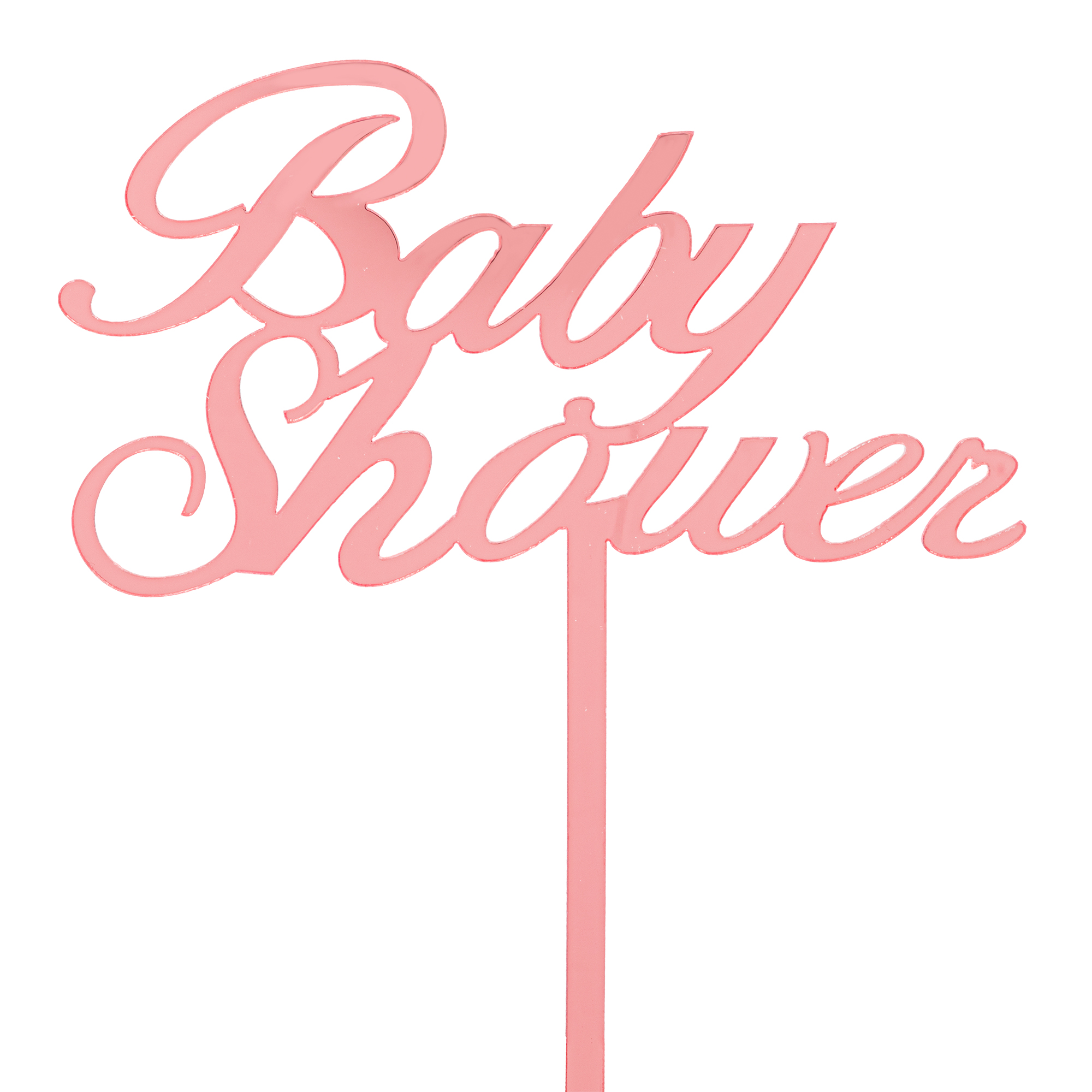 Acrylic Mirrored Cake Topper 5¾” "BABY SHOWER" - Pink