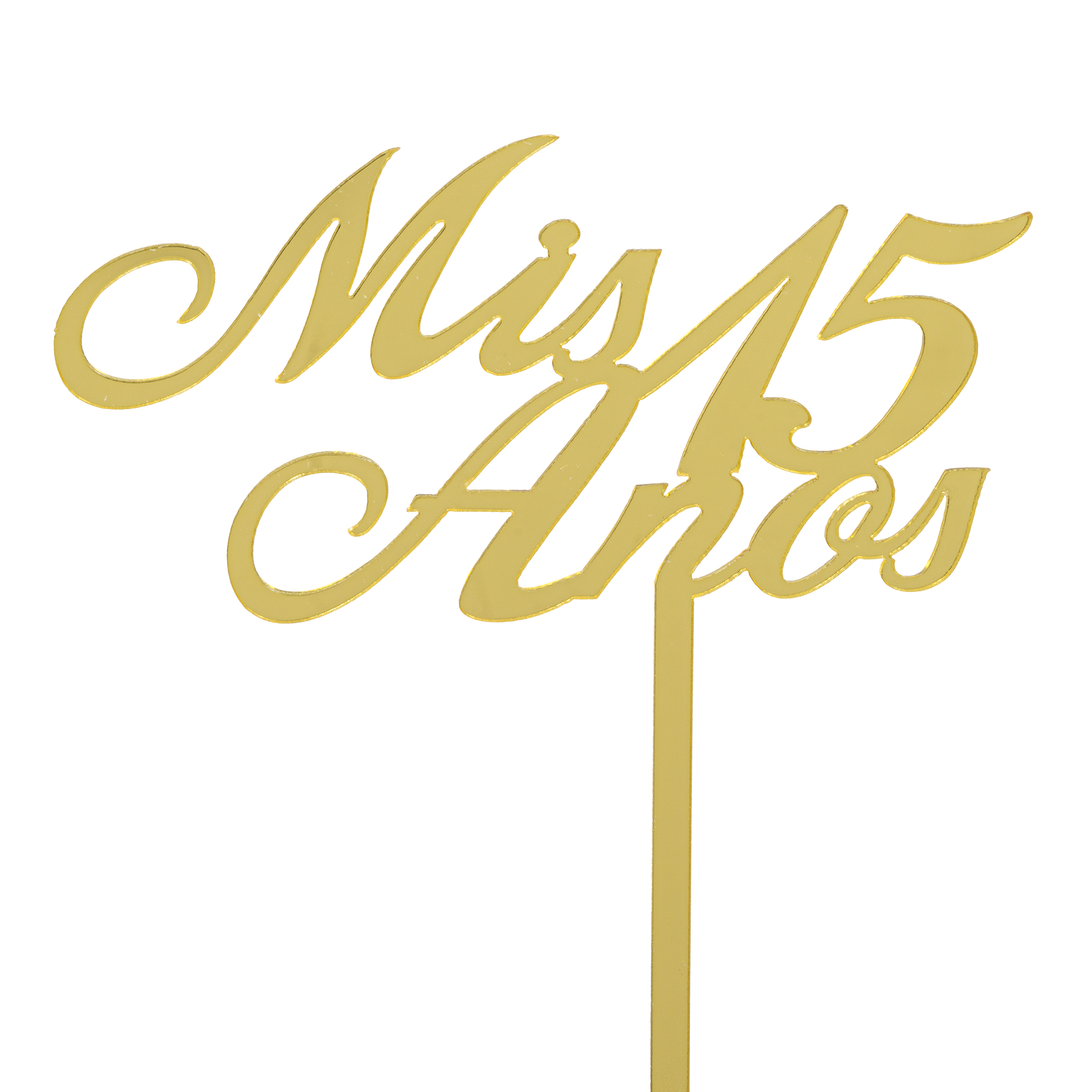 Acrylic Mirrored Cake Topper 5½” "MIS 15" - Gold