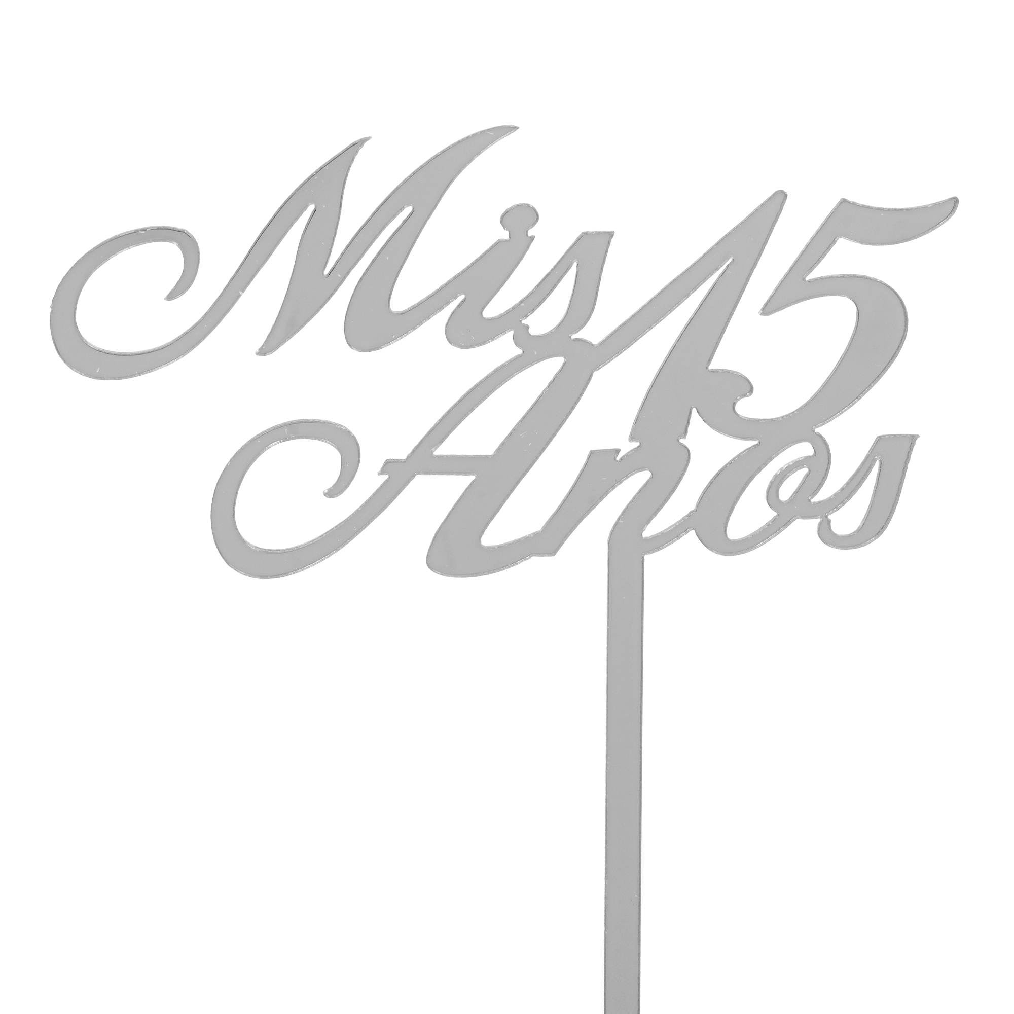 Acrylic Mirrored Cake Topper 5½” "MIS 15" - Silver