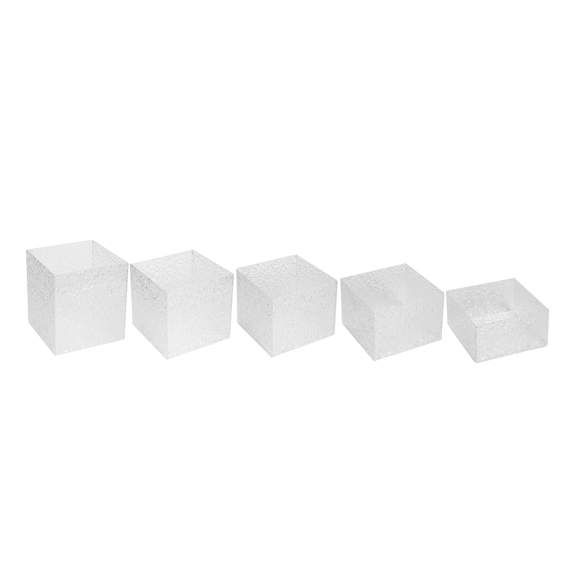 Square Acrylic Pedestal With Water Ripple Texture 5pc/set
