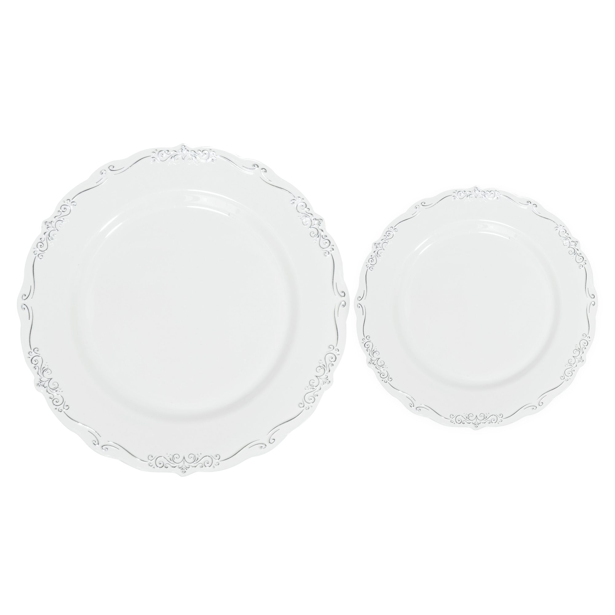 Disposable Deluxe Embossed Plate Set 40pc/set - Silver