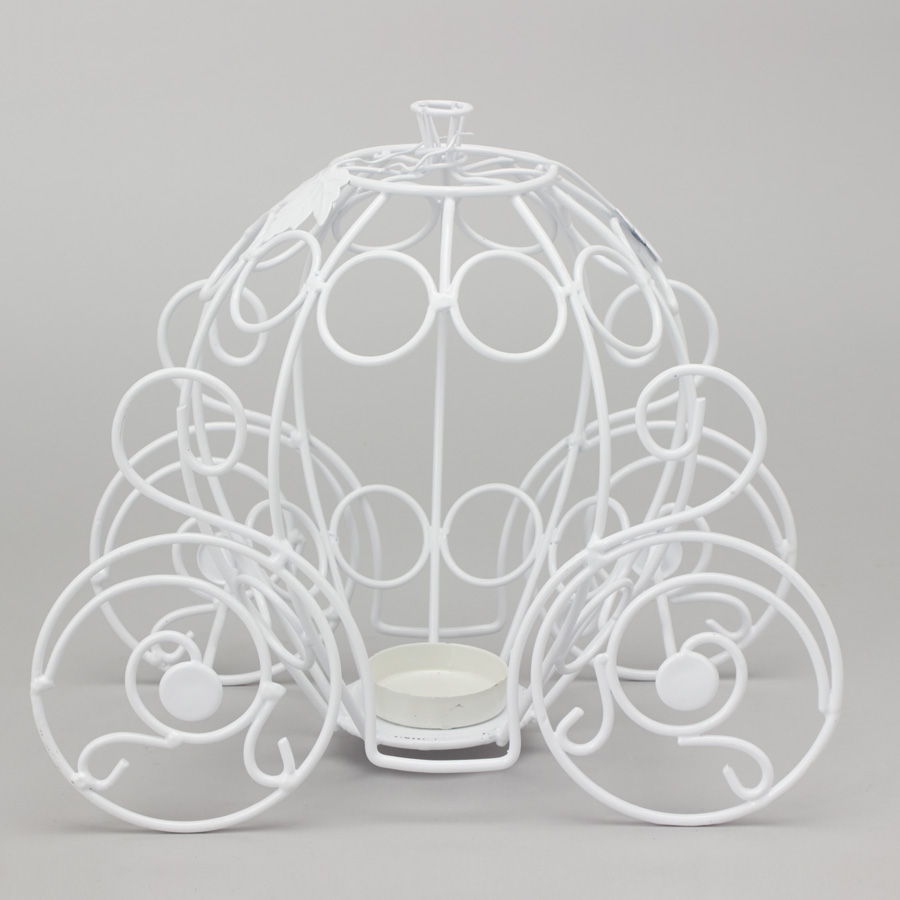 Metal Pumpkin Carriage 10 3/8"- White
