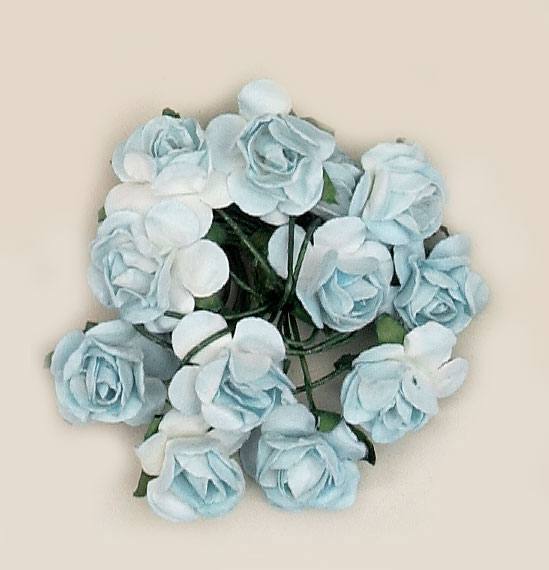 3/8" Small Mini Paper Rose Bud Flowers with Stem
