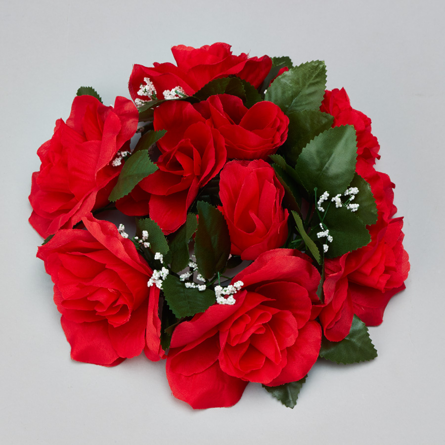 Large Flower Candle Rings 9" - Red