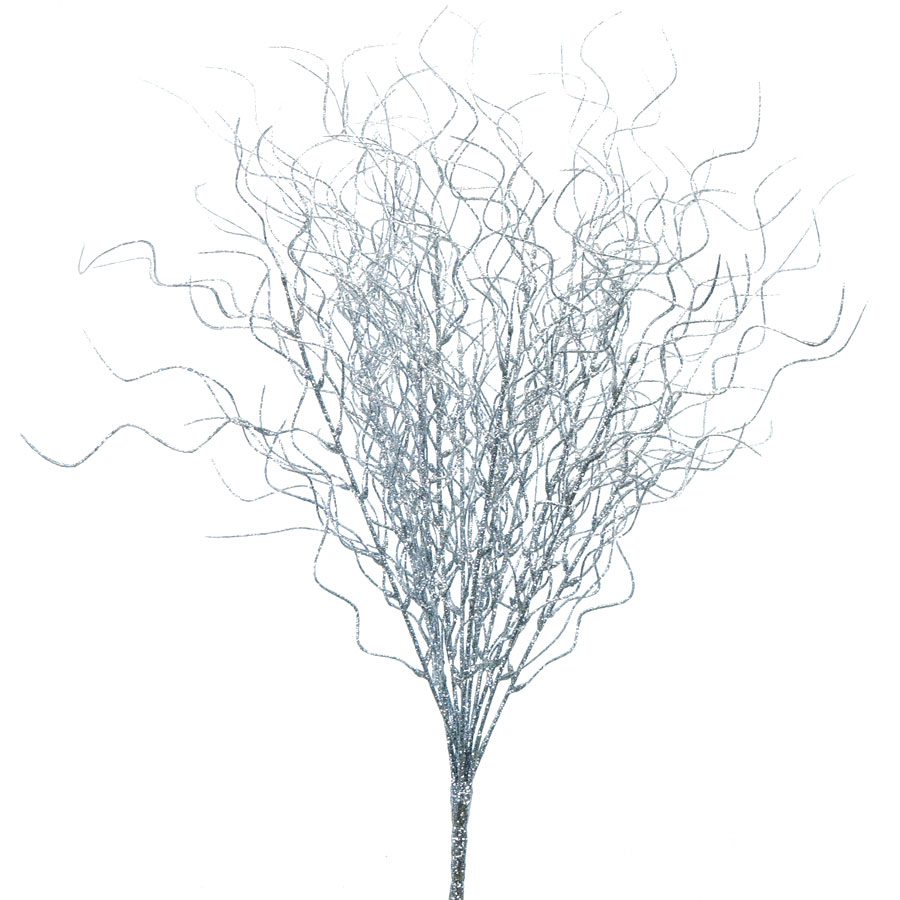 Glittered Curly Willow Bunch 21"