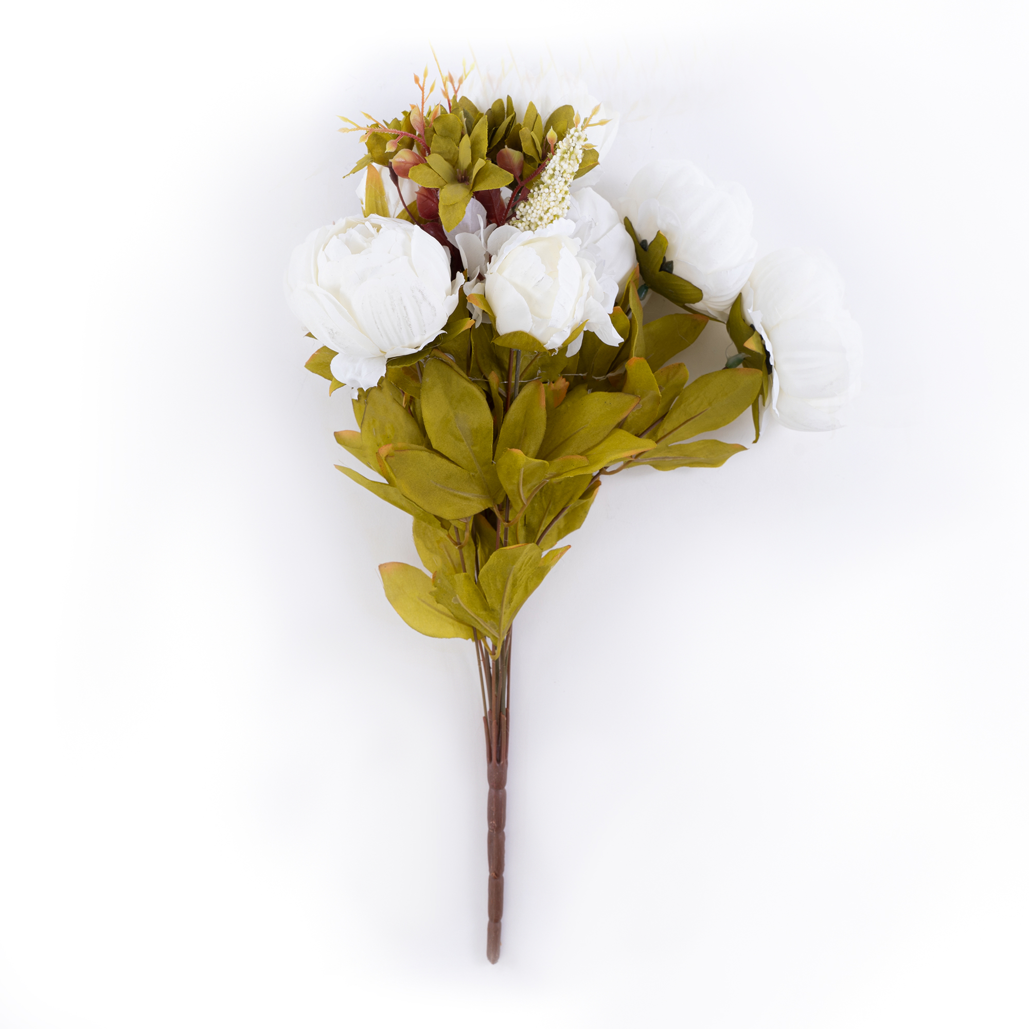 Artificial Peony with Mixed Flower Bouquet 19" - White