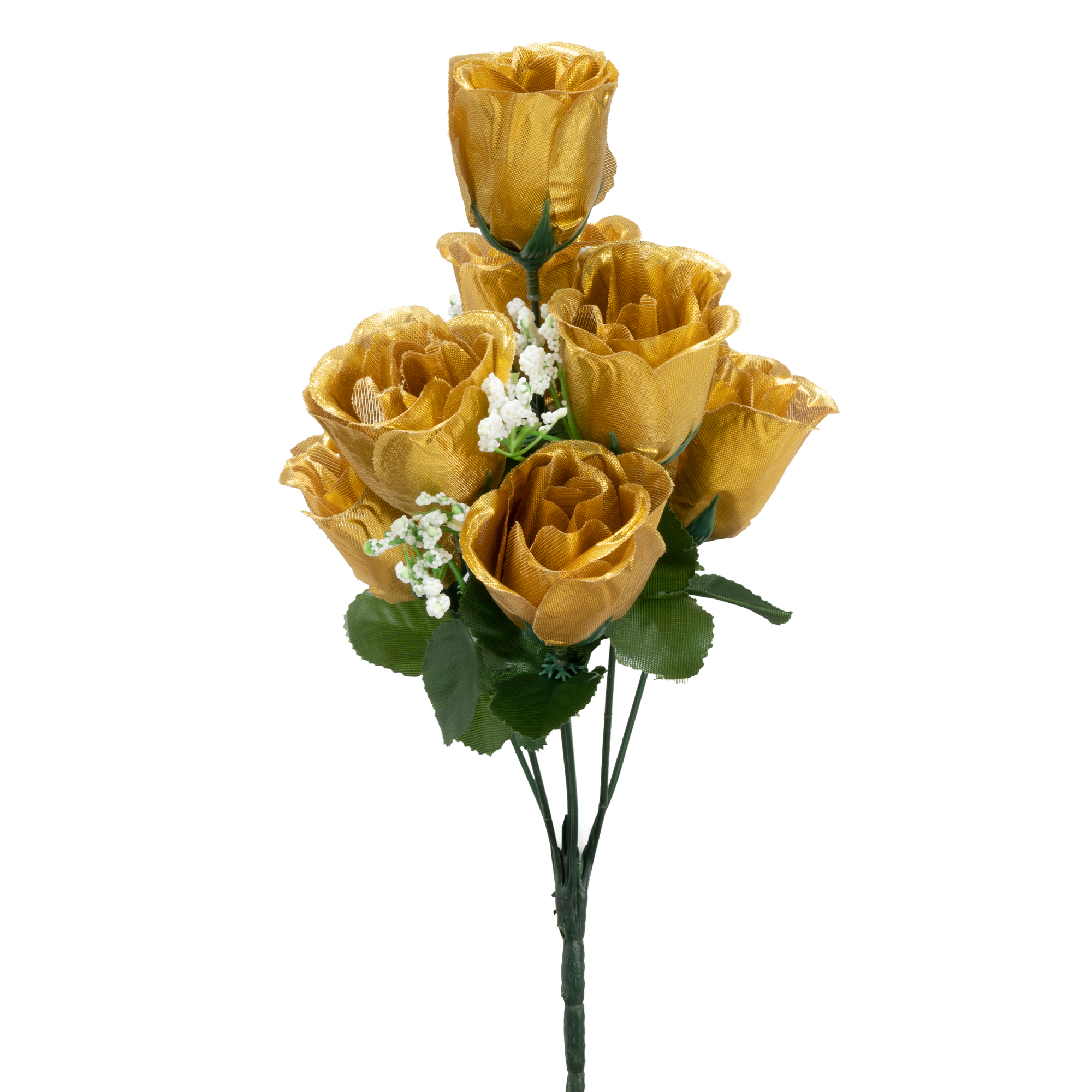 Artificial Rose Bud Bush 14&frac12;" - Gold
