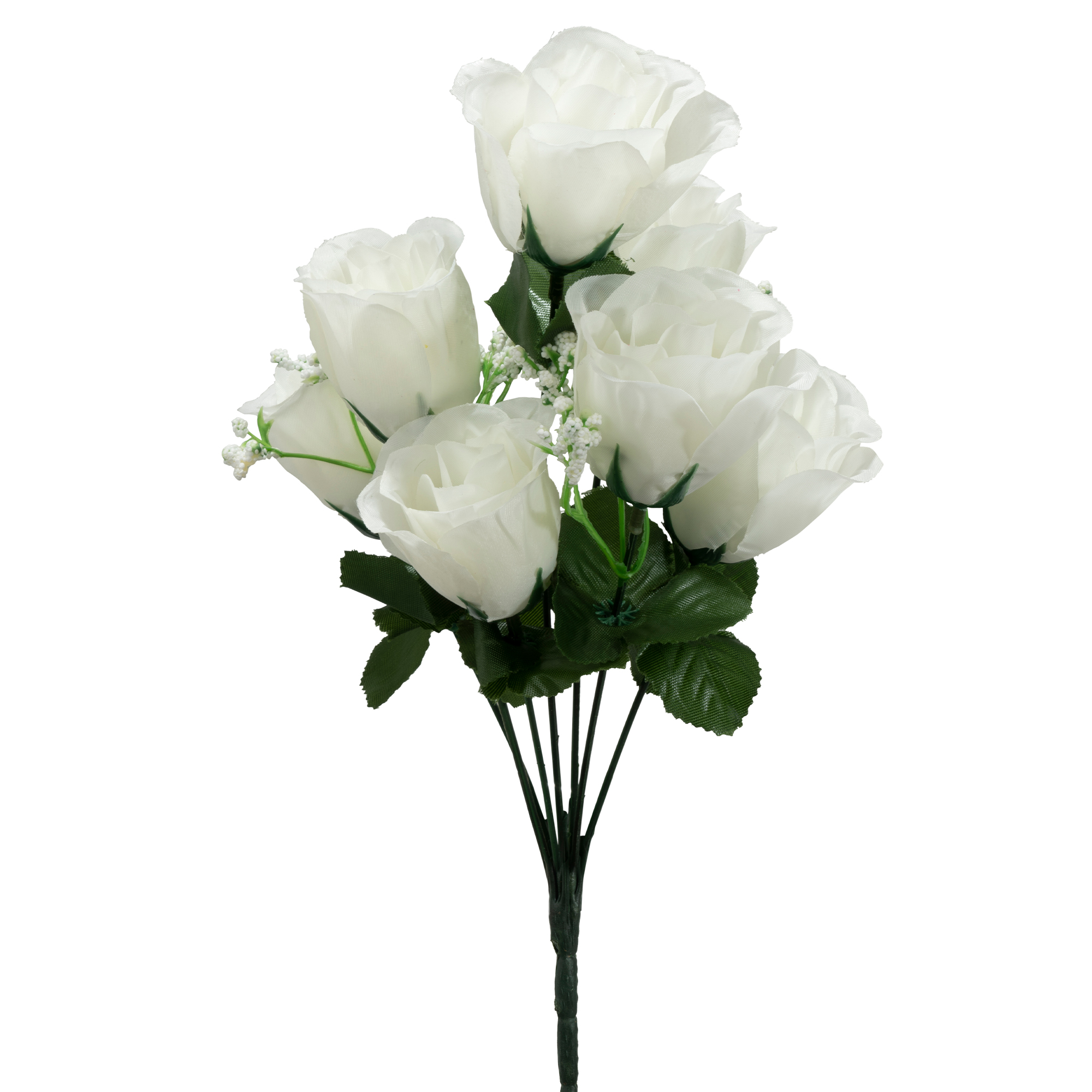 Artificial Rose Bud Bush 14&frac12;" - Ivory