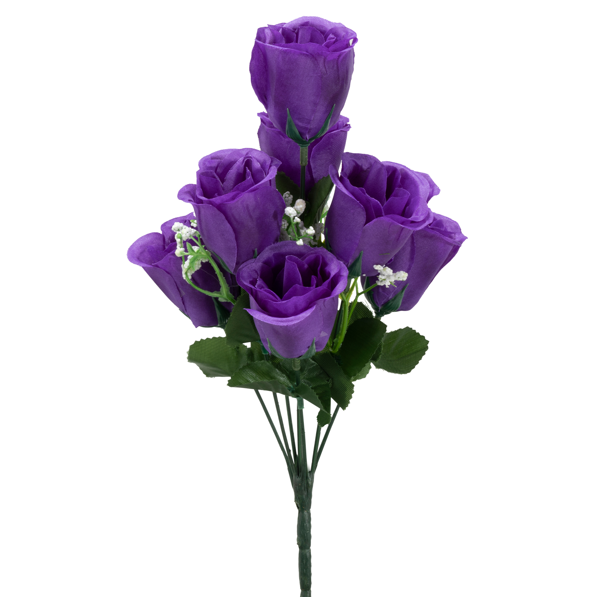 Artificial Rose Bud Bush 14&frac12;" - Purple