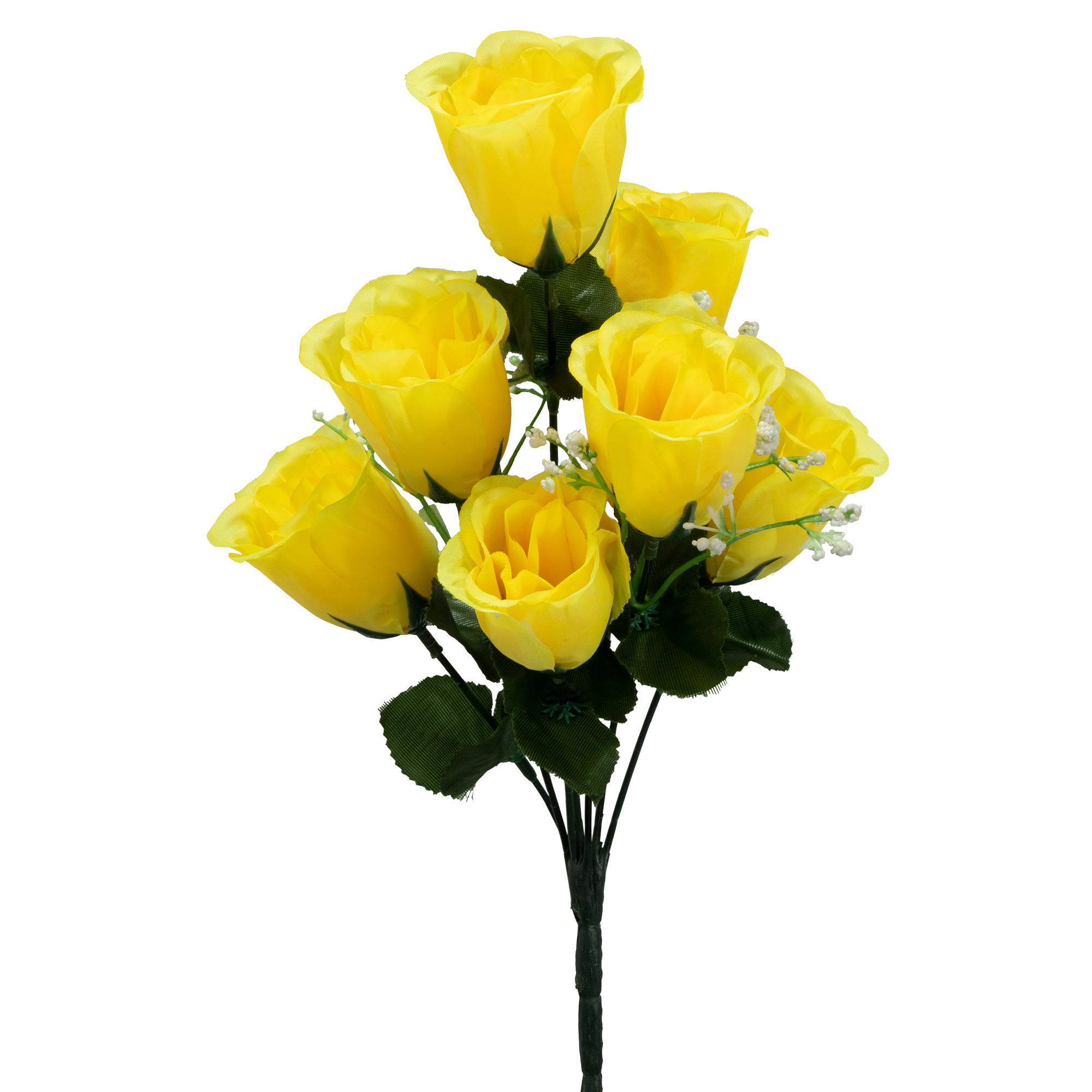 Artificial Rose Bud Bush 14&frac12;" - Yellow