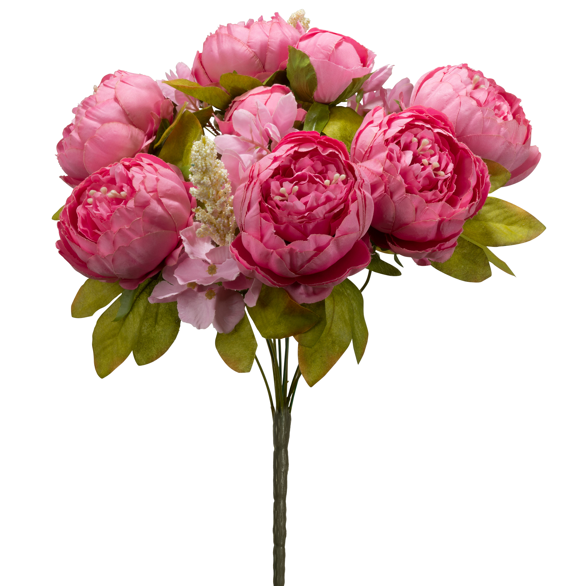 Artificial 13 Head Peony Bush 25" - Fuchsia
