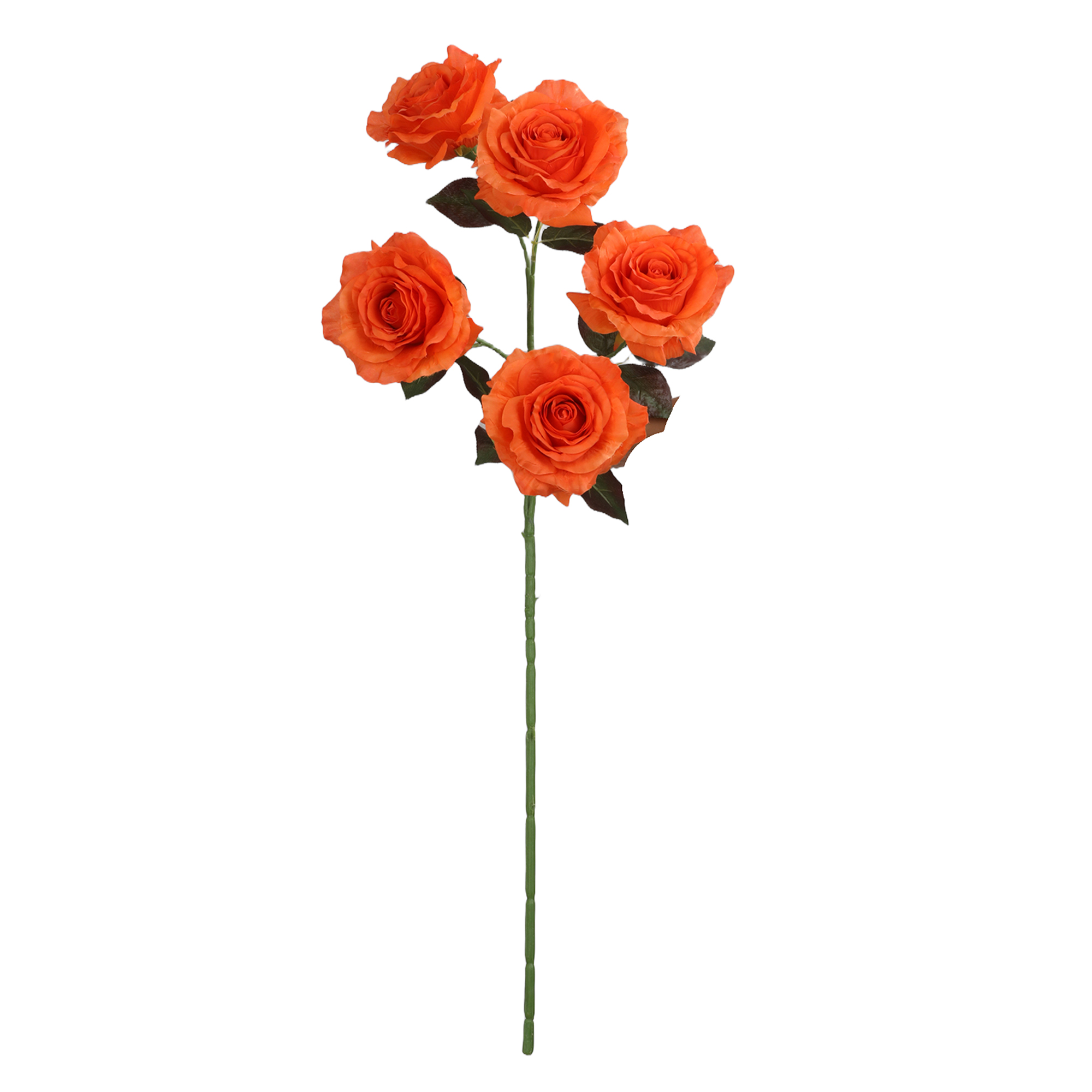 Artificial 5 Head Rose Stem 37" - Orange