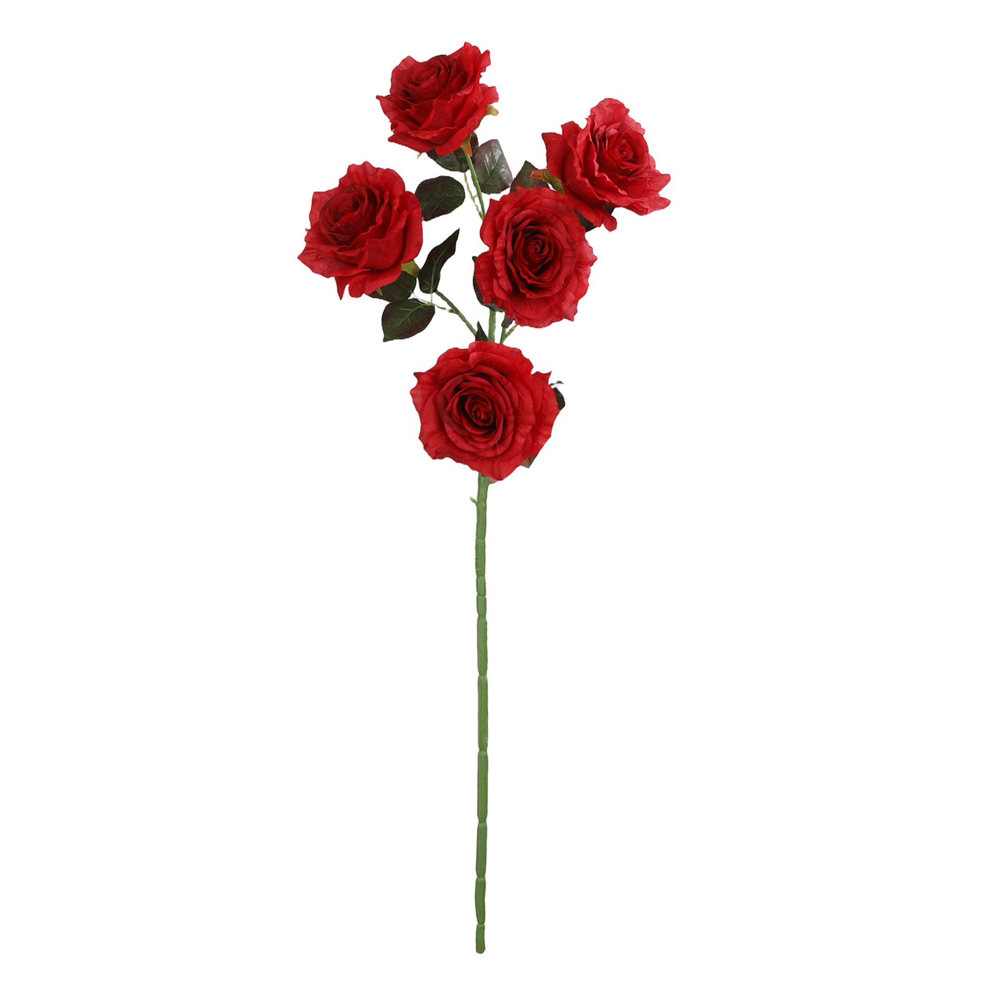 Artificial 5 Head Rose Stem 37" - Red