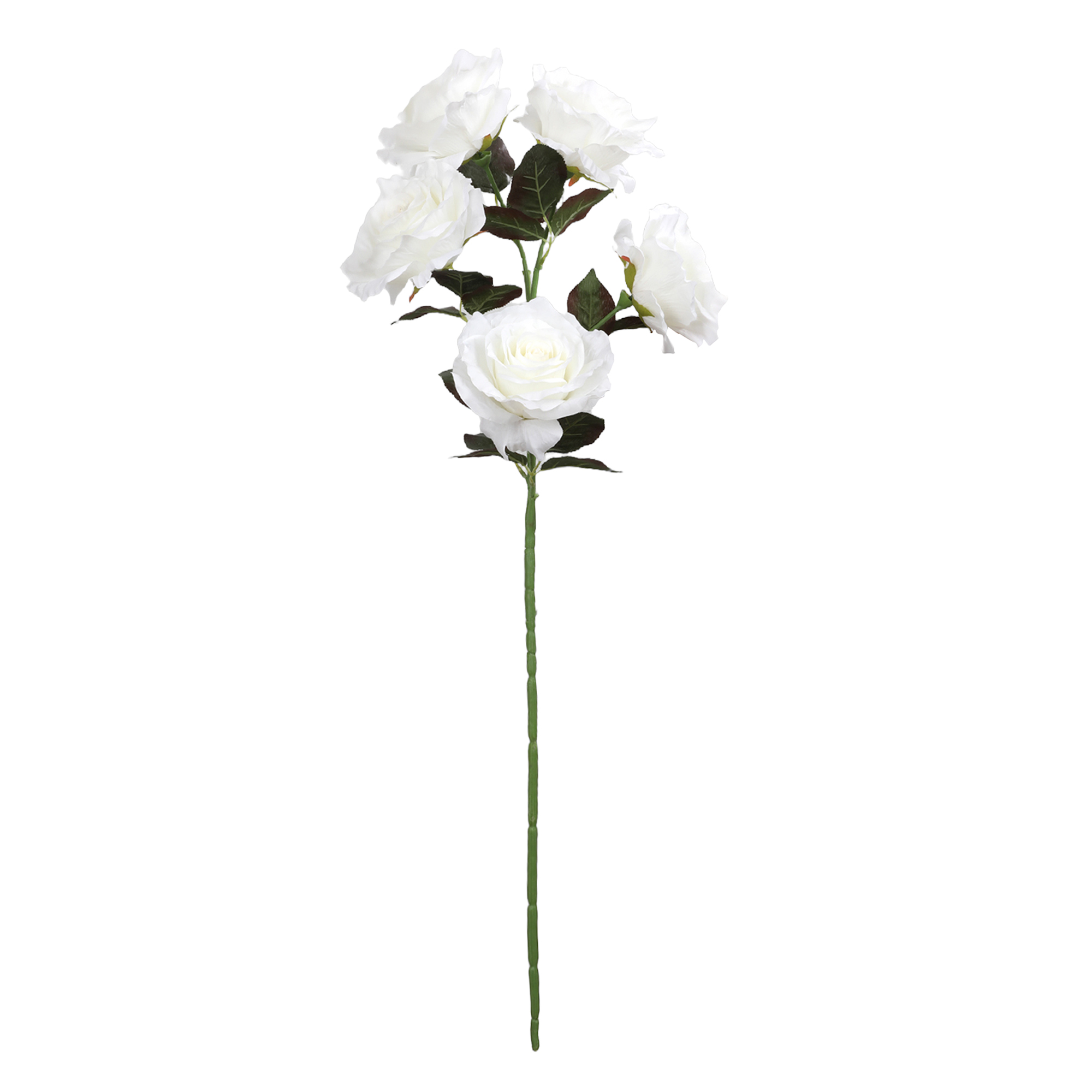 Artificial 5 Head Rose Stem 37" - White