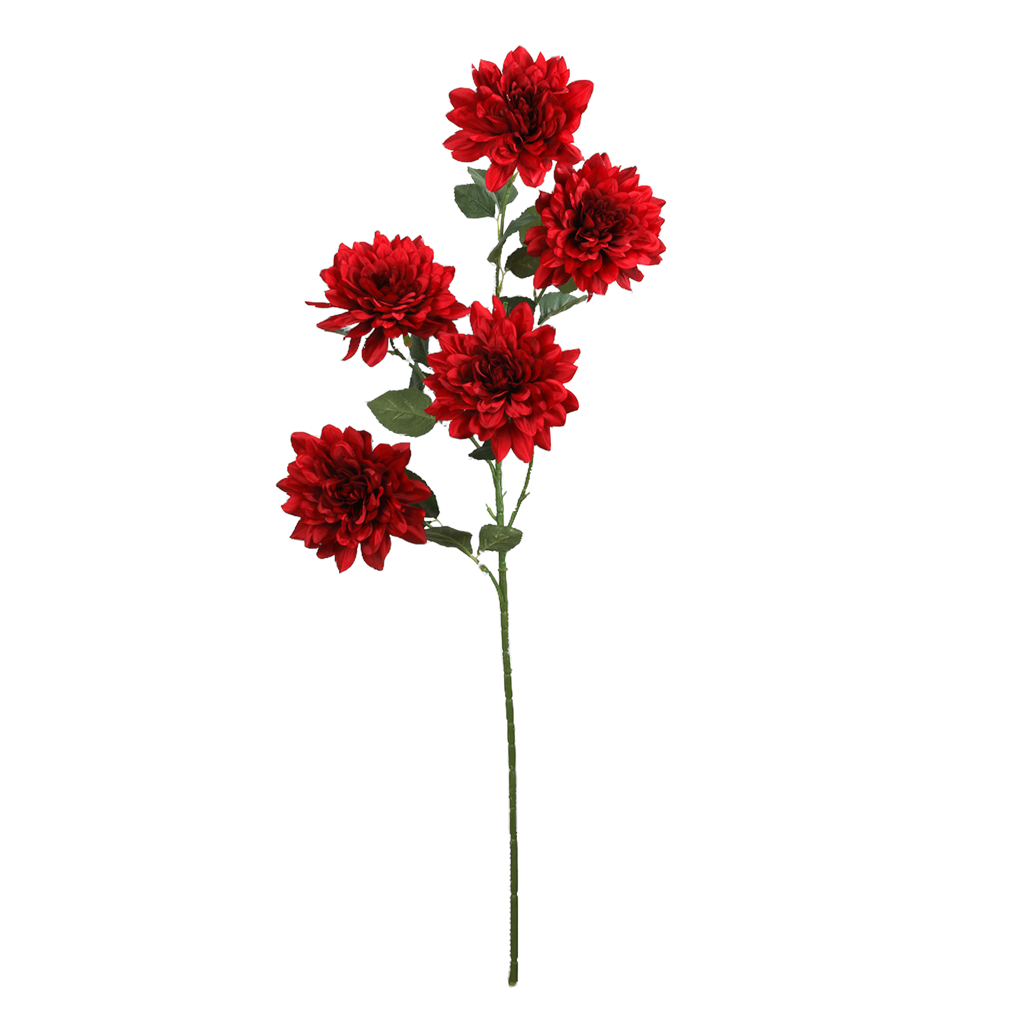 Artificial 5 Head Dahlia Stem 50" - Red