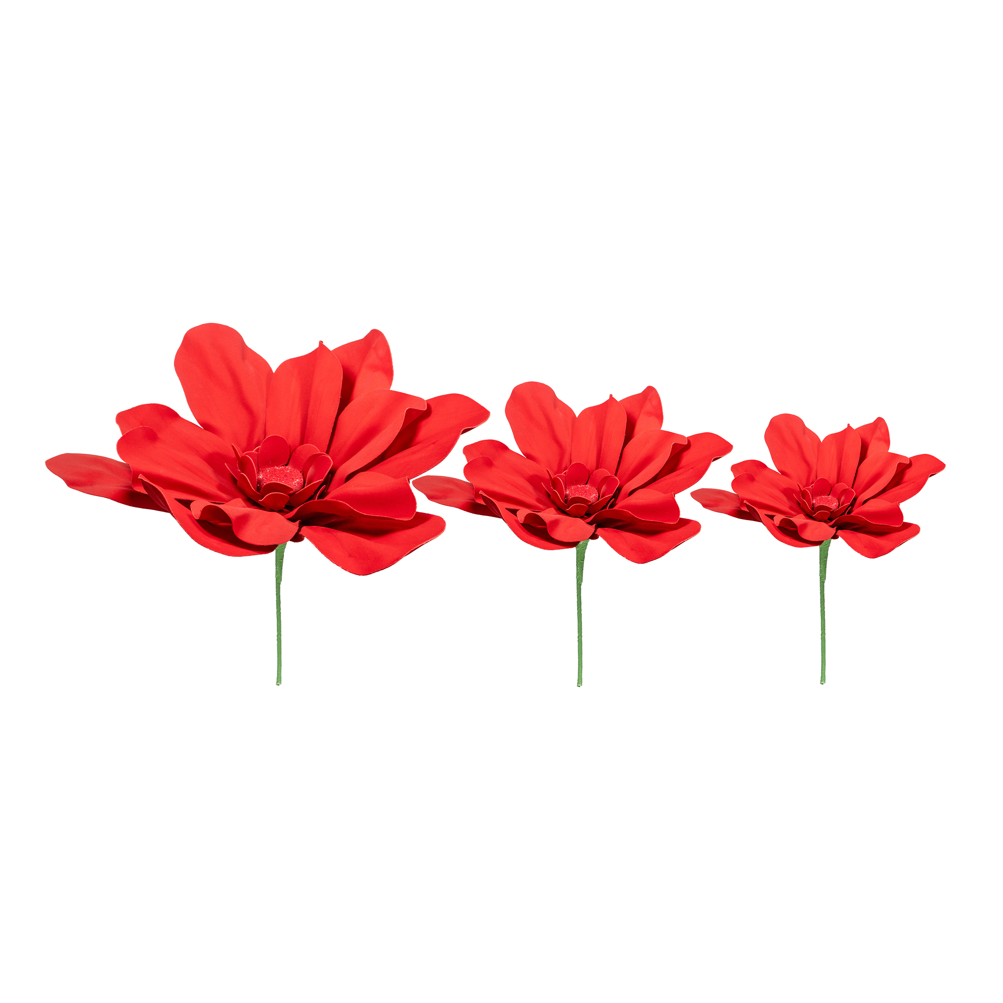 Jumbo Star Magnolia Flower 3pc/set - Red