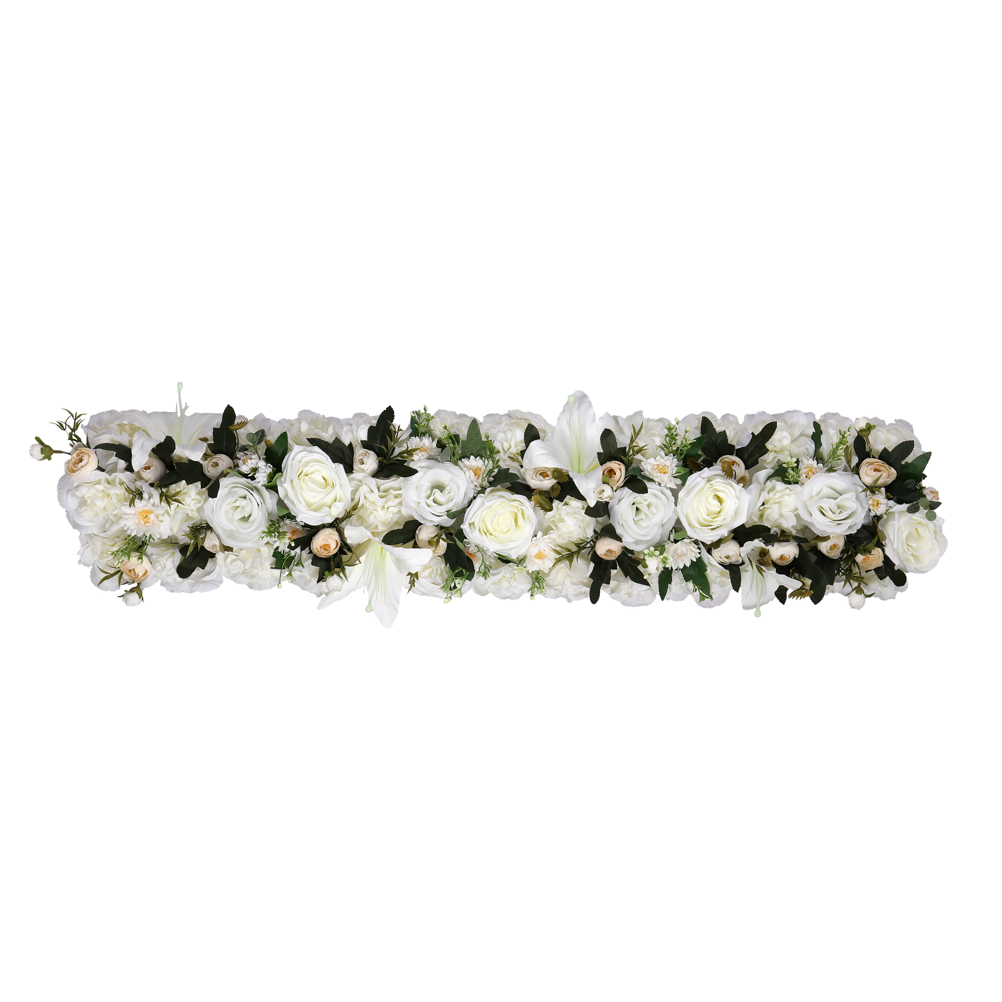 Mixed Flower Table Runner 40" - White
