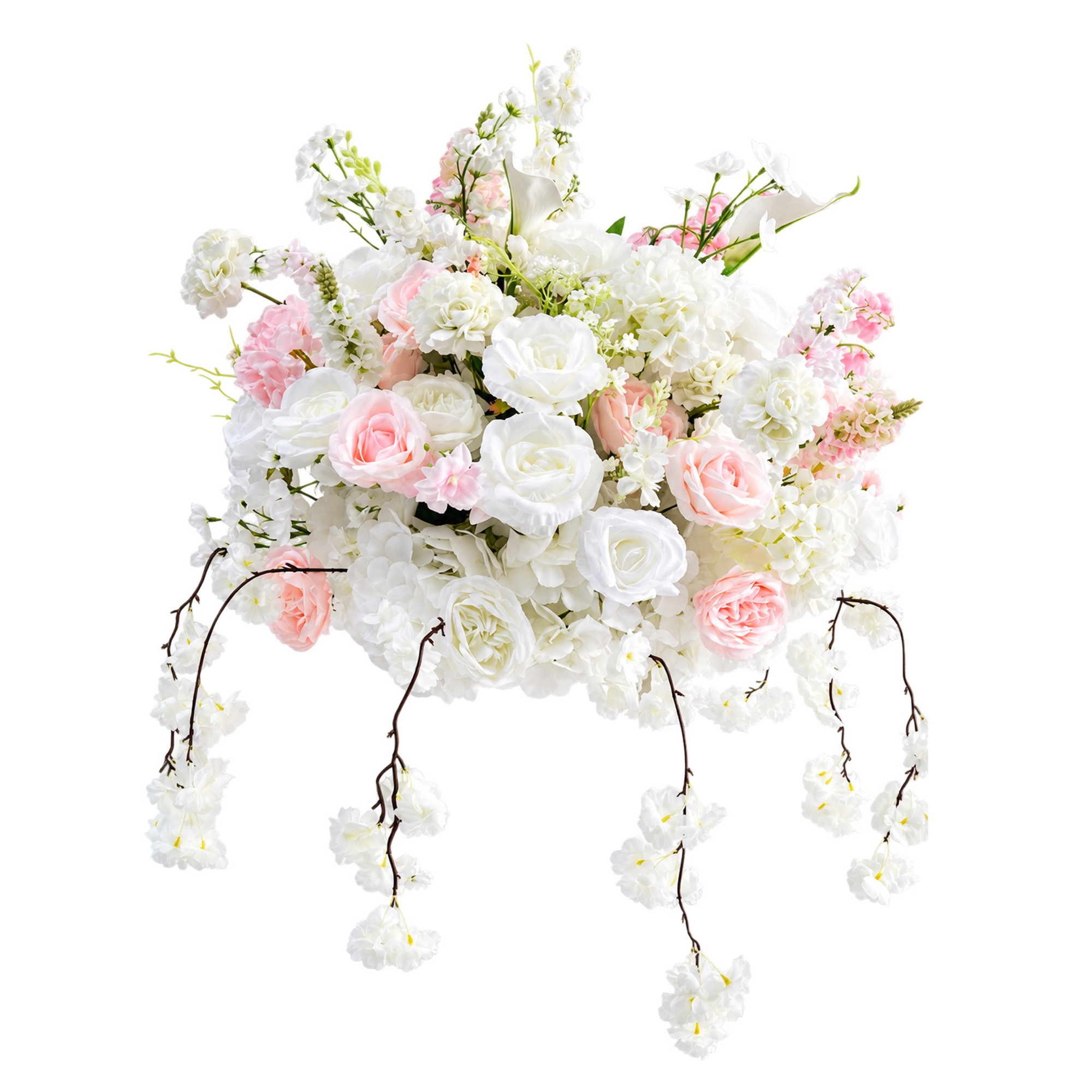 Pre-Arranged Rose and Hydrangea Centerpiece 24" - Pink White