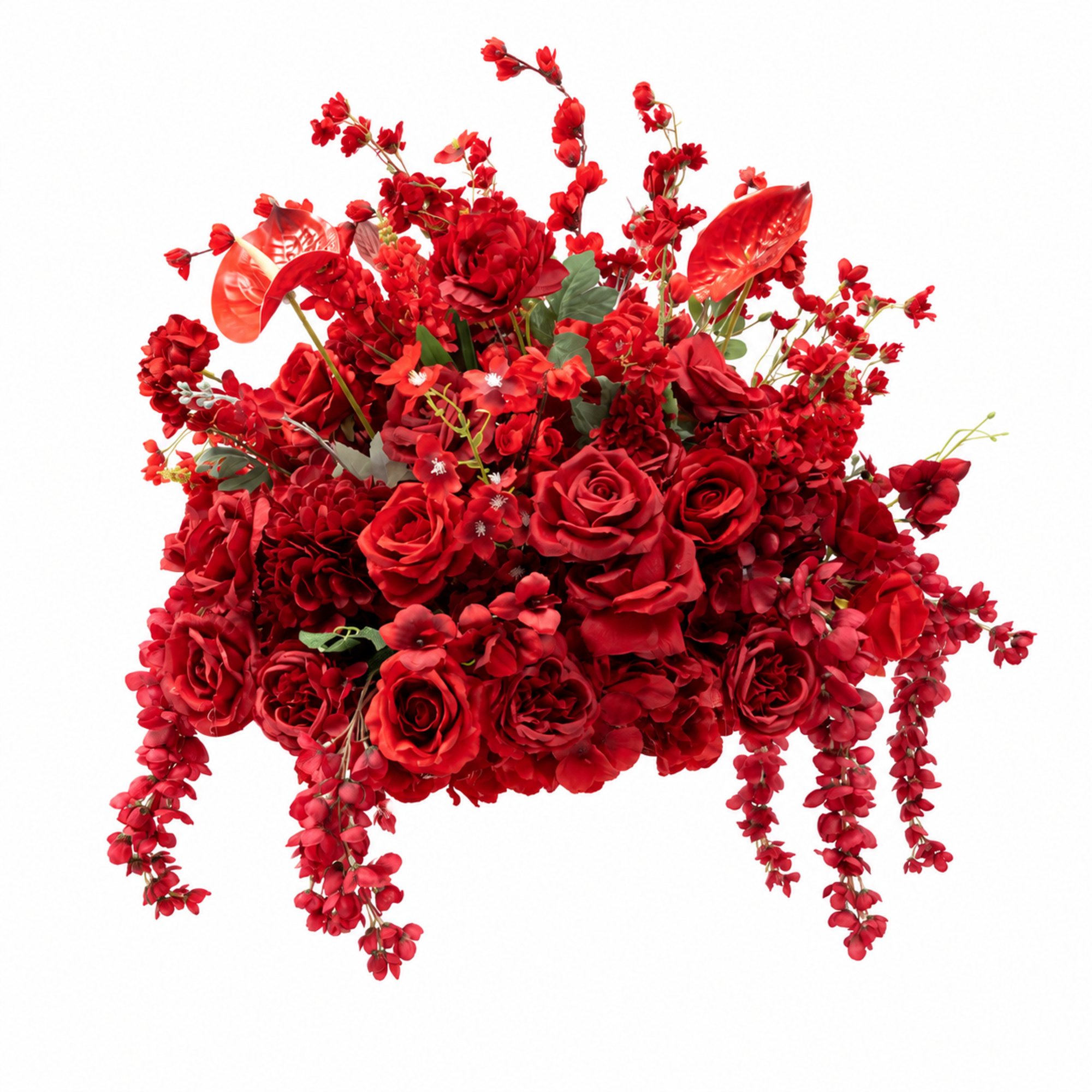 Pre-Arranged Rose and Hydrangea Centerpiece 24" - Red