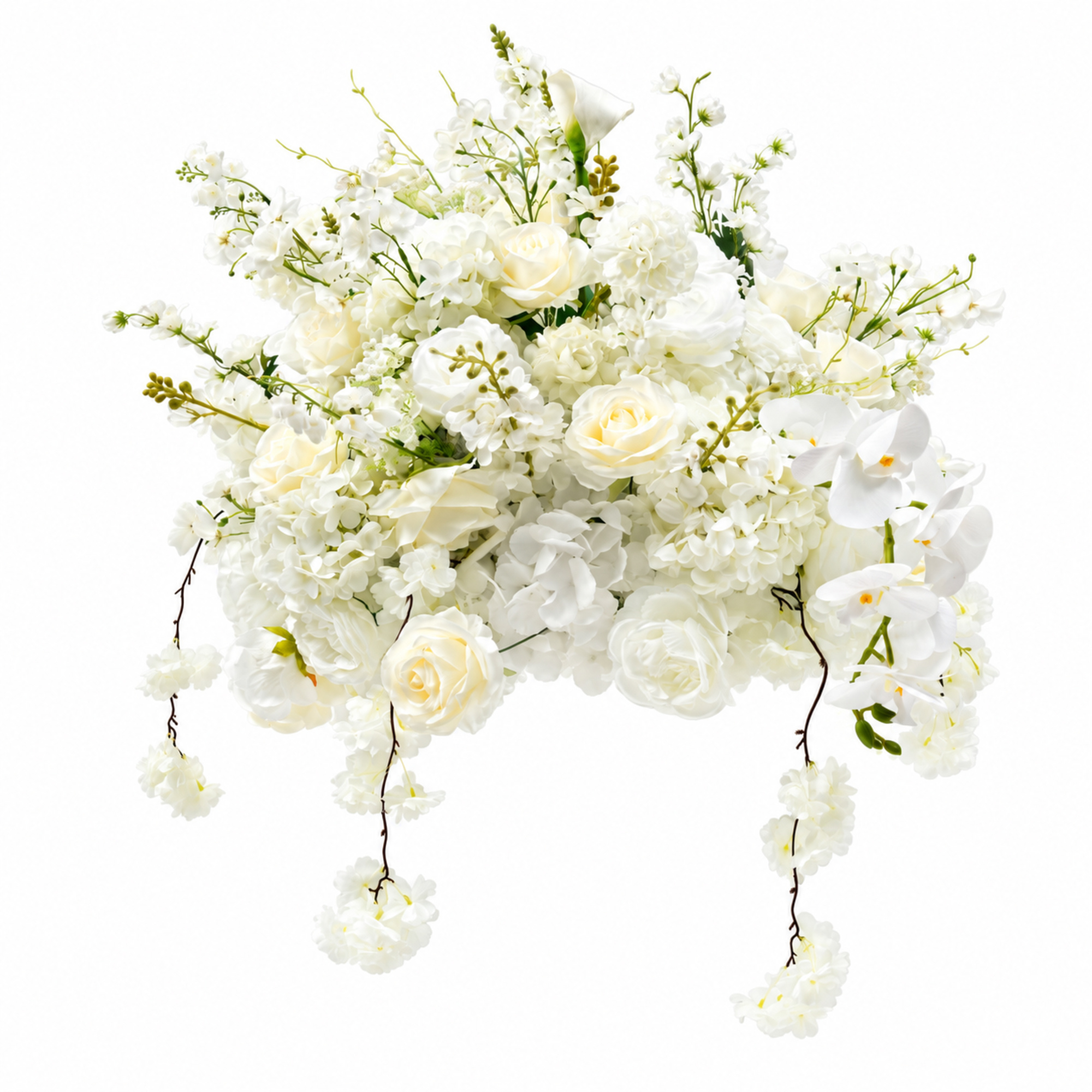 Pre-Arranged Rose and Hydrangea Centerpiece 24" - White