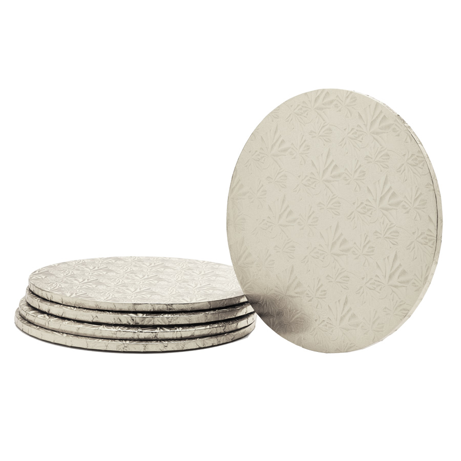 Foil Covered Cake Drum 14" 5pc/pack - Silver