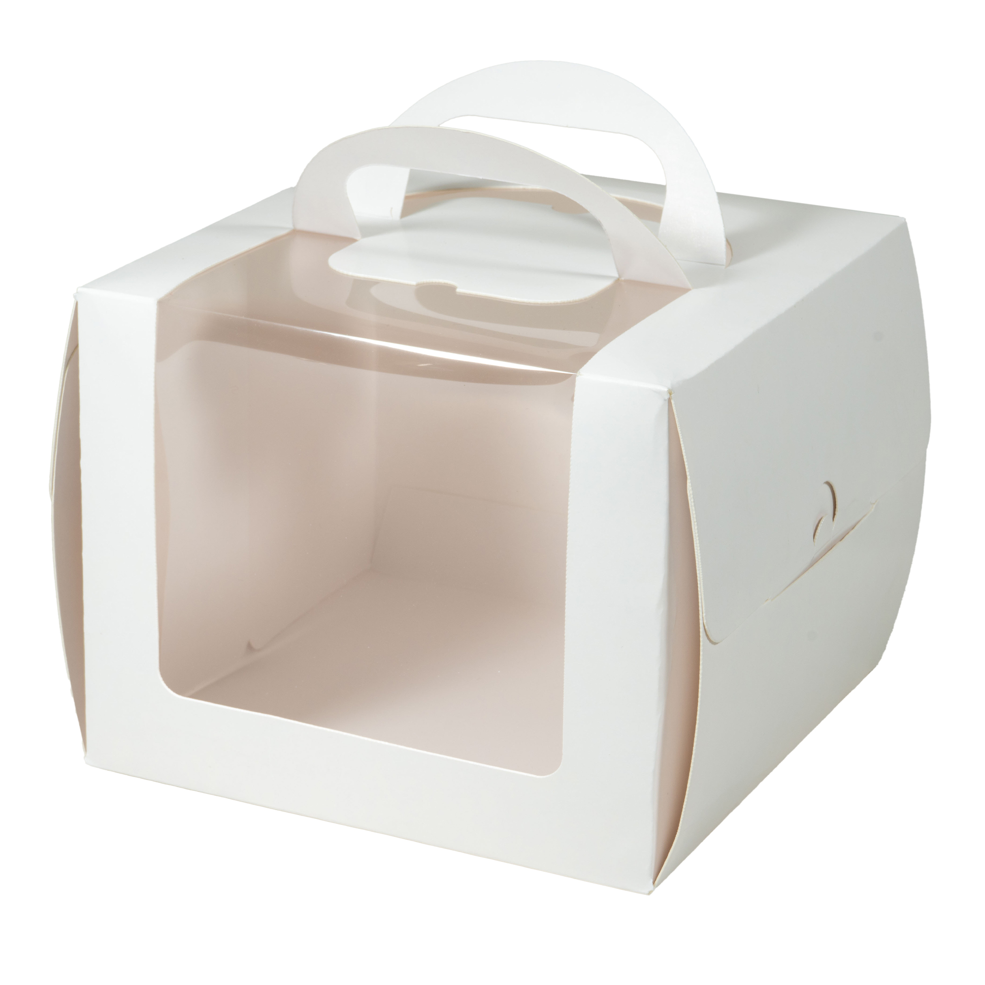 Square 6" Cake Box with Window and Handle 6pc/pack - White