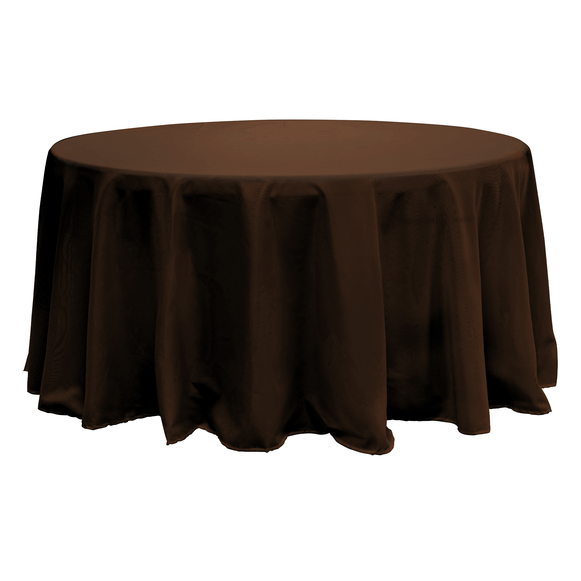 Value Round Polyester Table Cover 120" - Brown