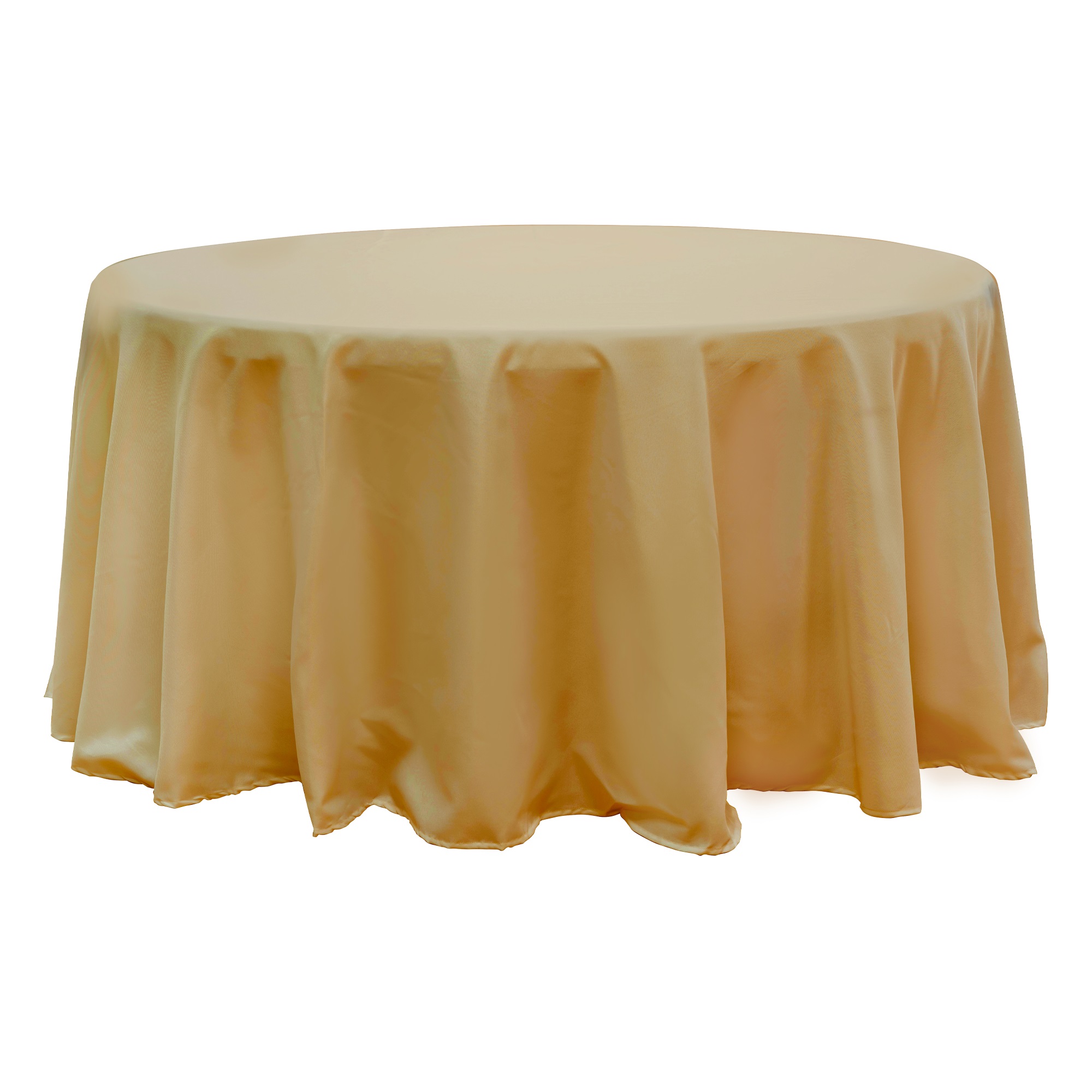 Value Round Polyester Table Cover 120" - Champagne