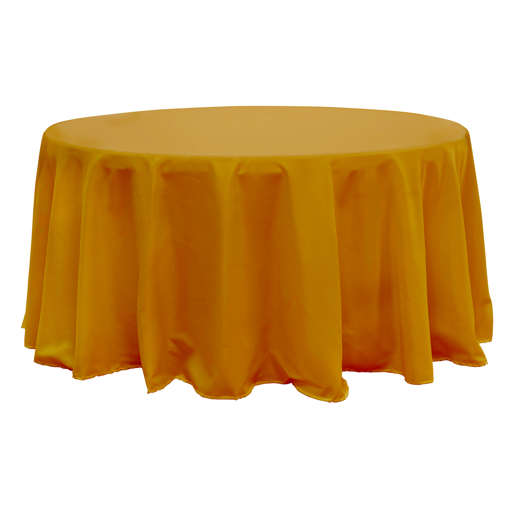 Value Round Polyester Table Cover 120" - Gold