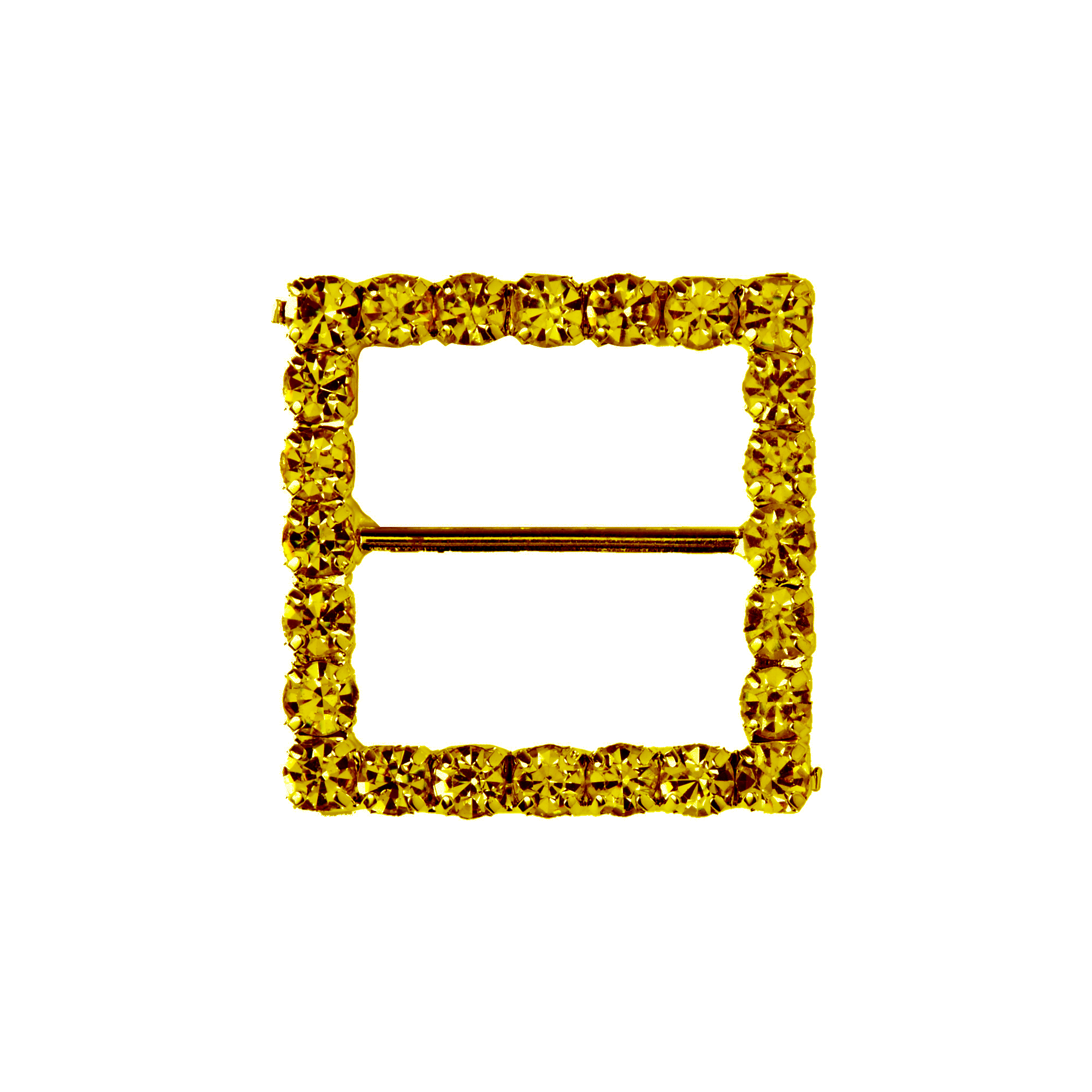 Rhinestone Square Brooch 7/8" 12pc/bag - Gold