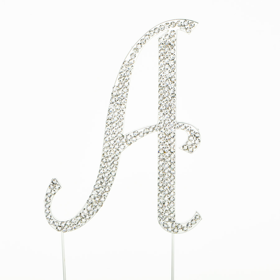 Rhinestone Cake Topper - "A" - Silver