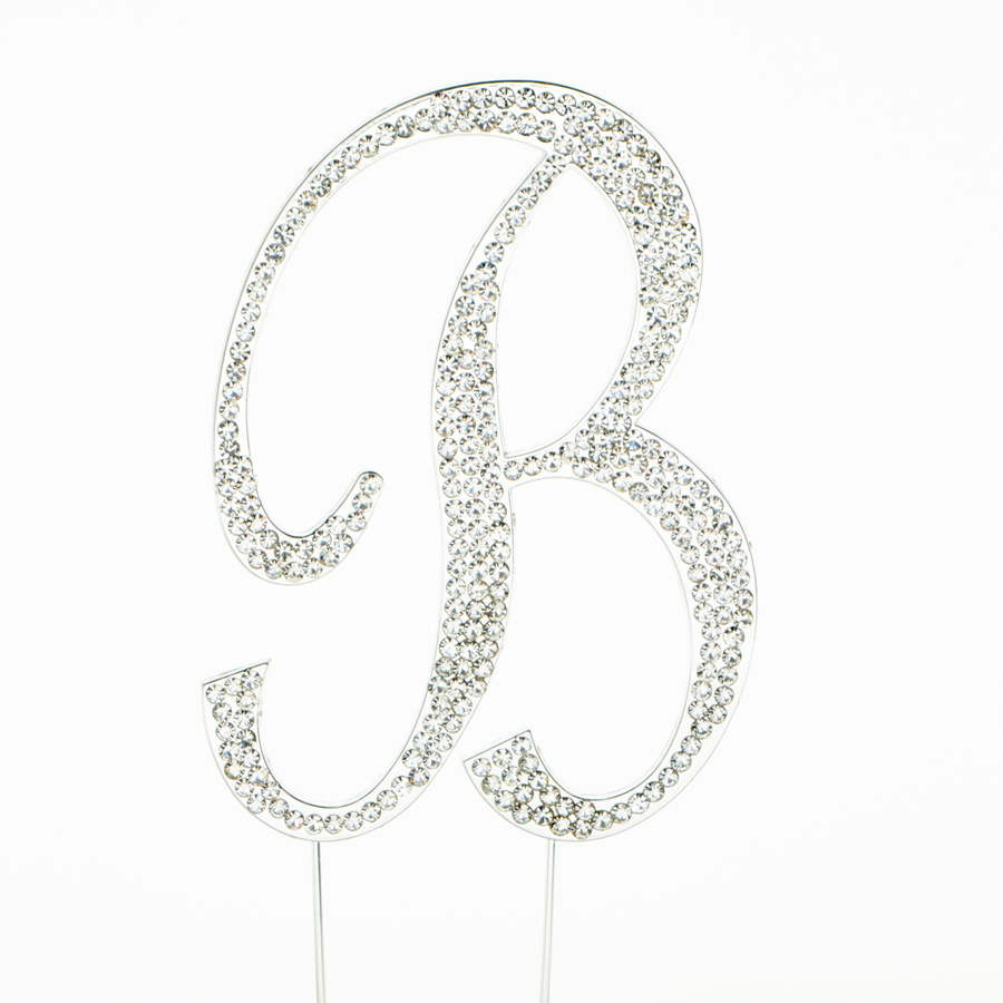 Rhinestone Cake Topper - "B" - Silver