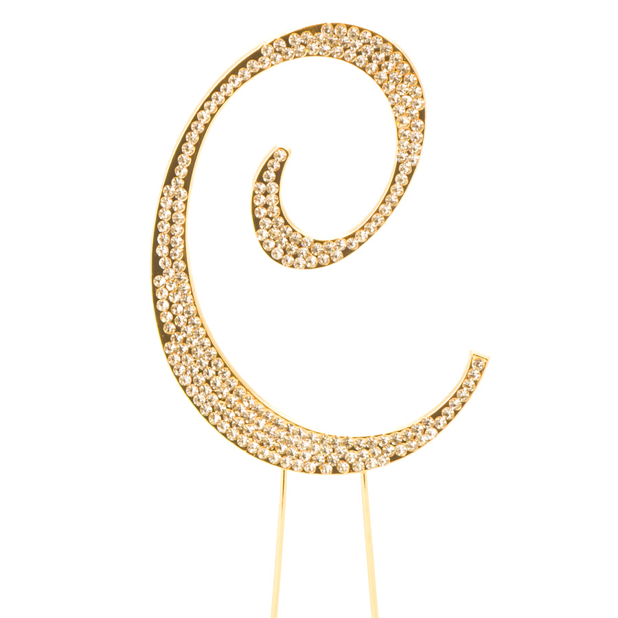 Rhinestone Cake Topper - "C"- Gold