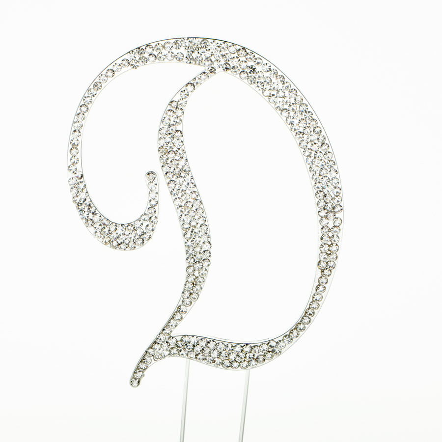 Rhinestone Cake Topper - "D"
